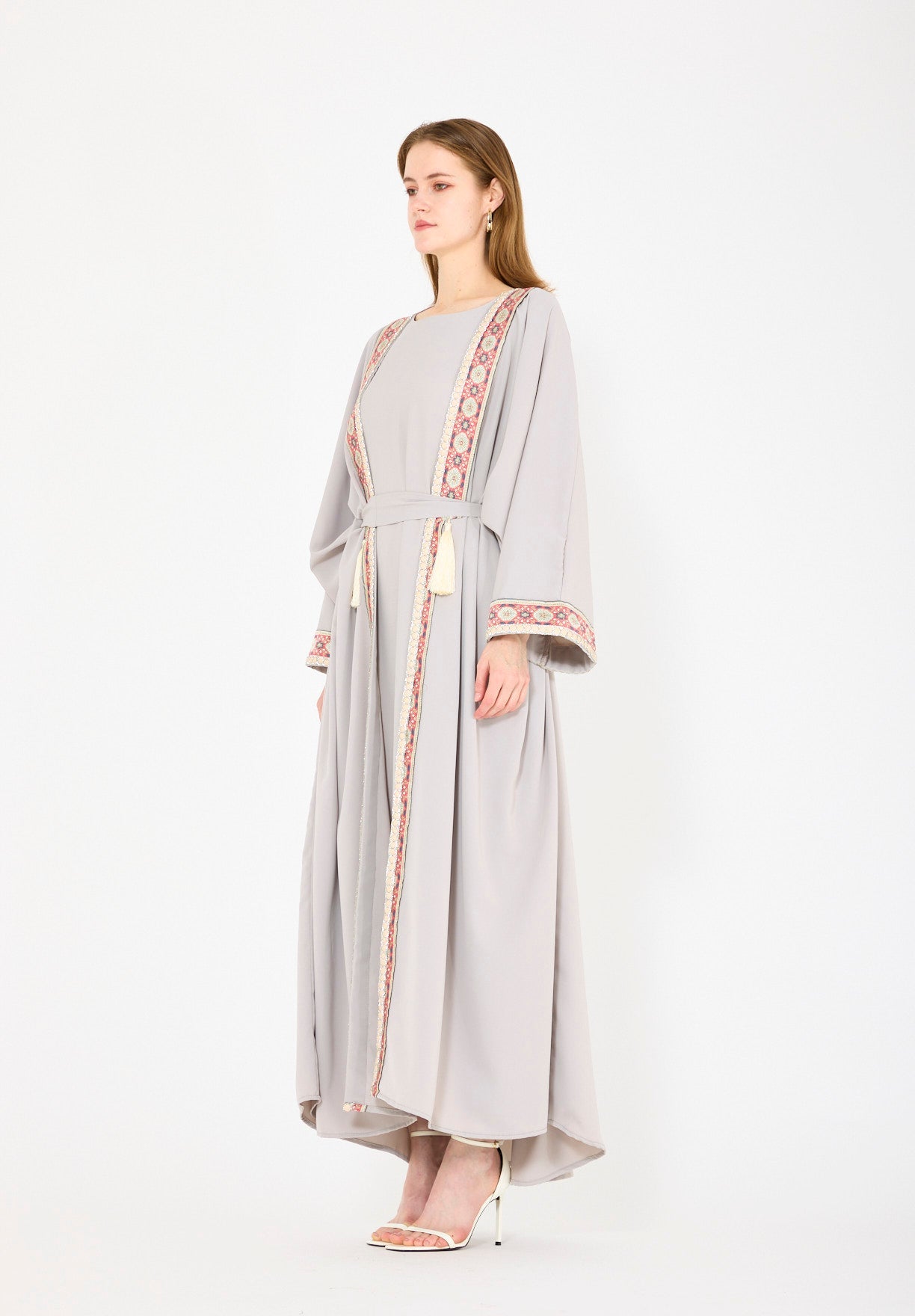 Embellished Bisht With Tassels & Dress Set
