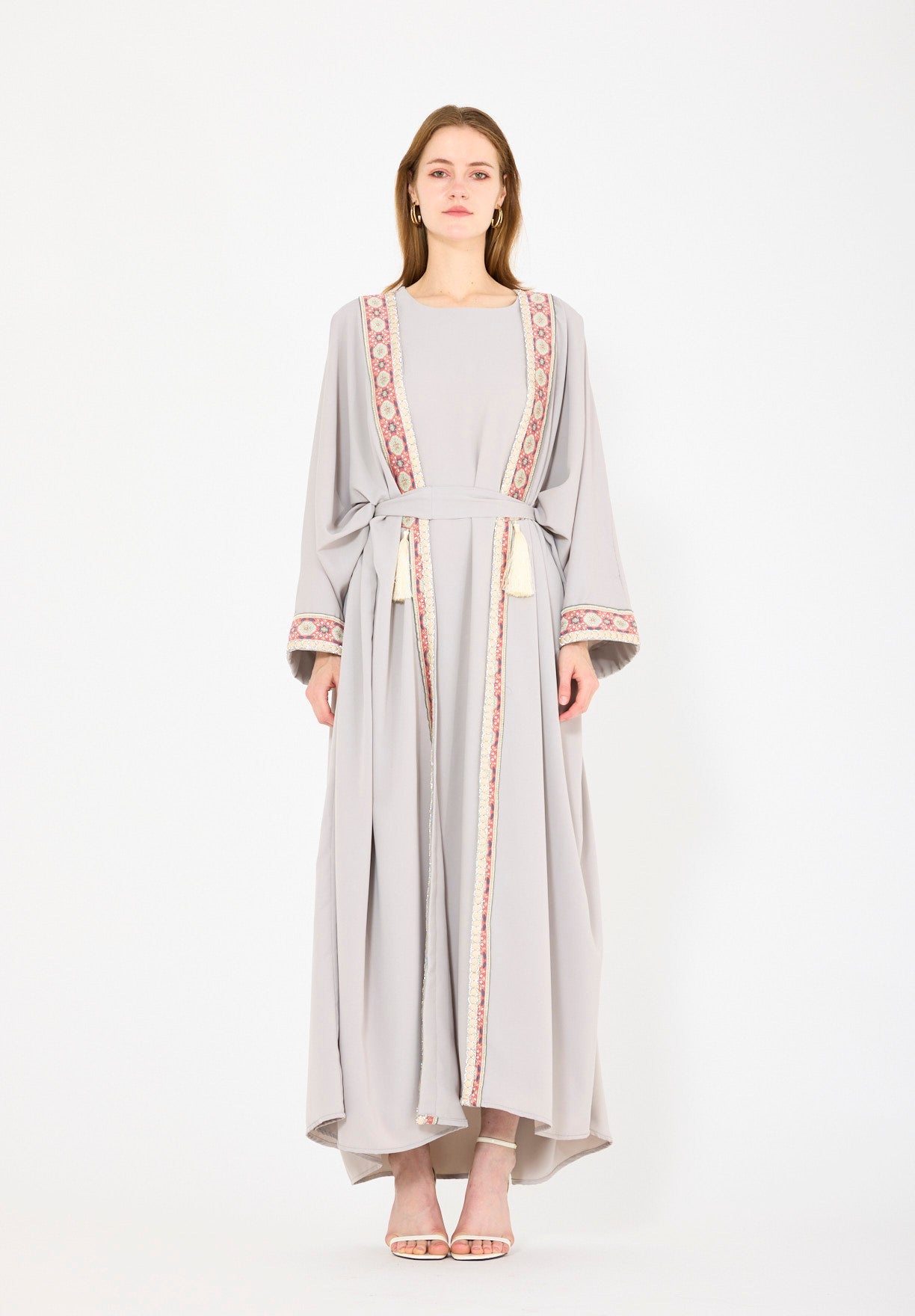 Embellished Bisht With Tassels & Dress Set