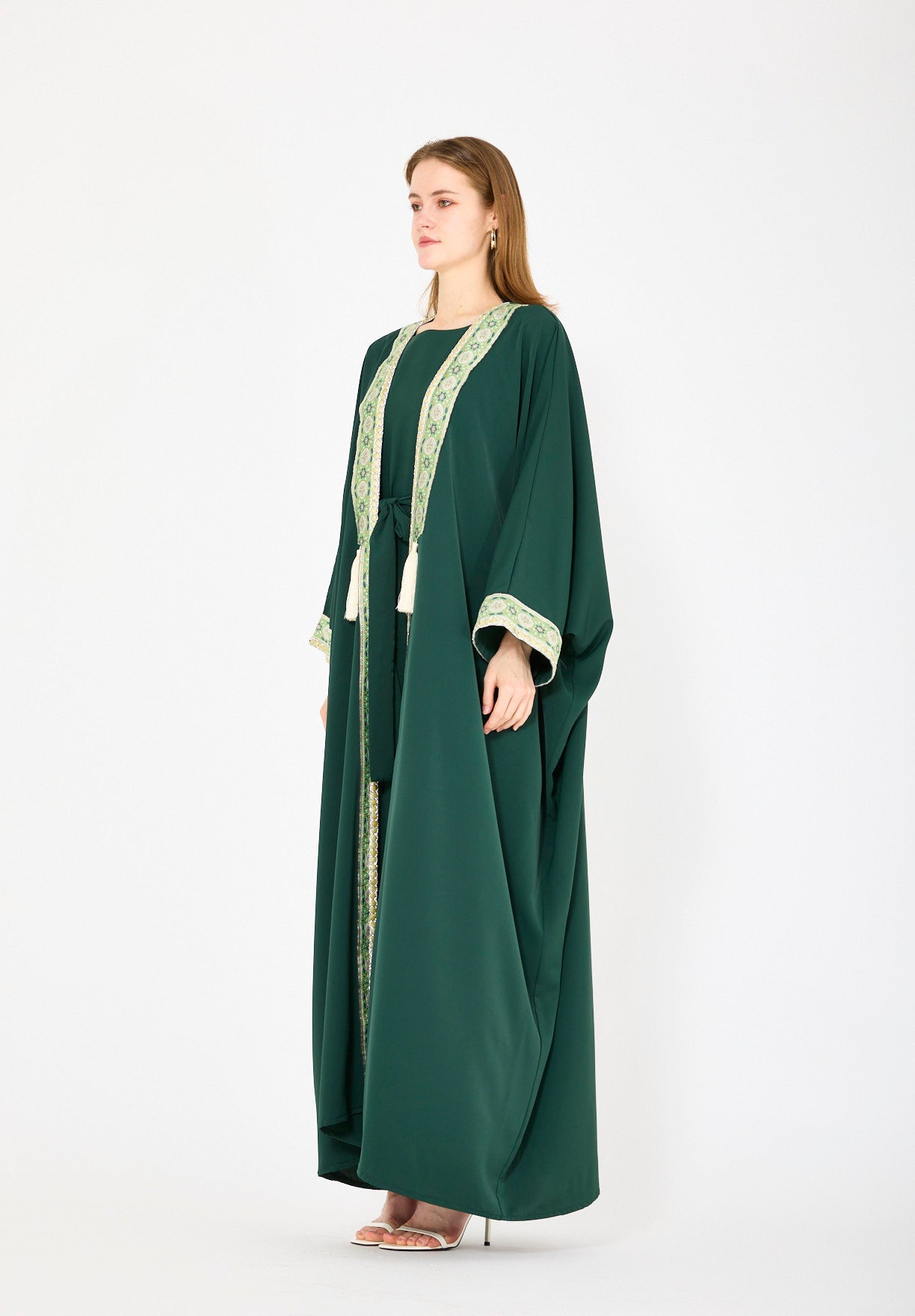 Embellished Bisht With Tassels & Dress Set