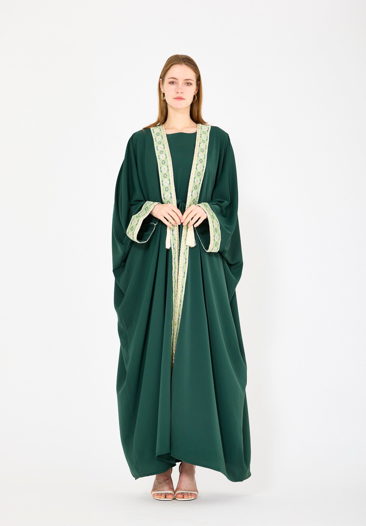 Embellished Bisht With Tassels & Dress Set