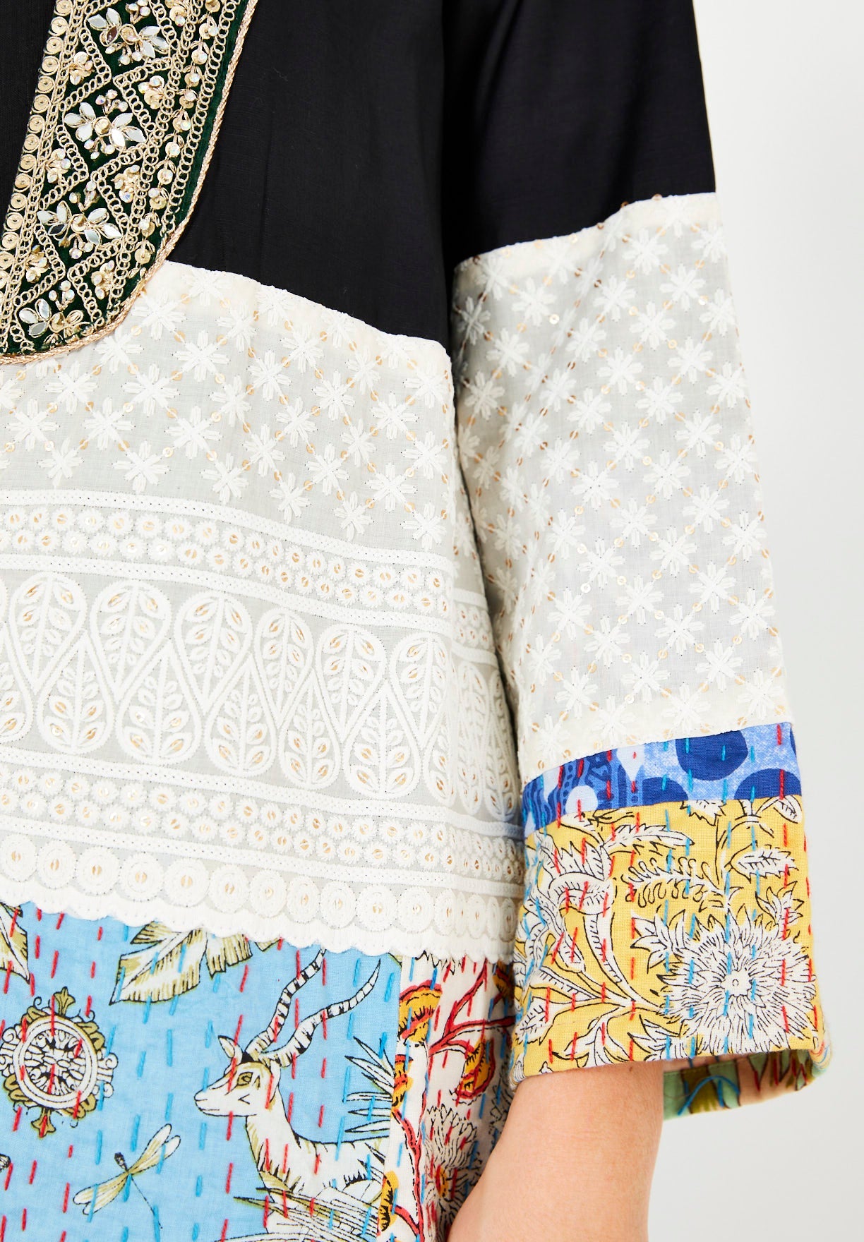 Traditional Kantha Patchwork Bisht & Dress Set