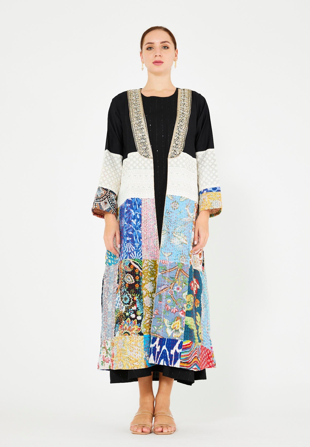 Traditional Kantha Patchwork Bisht & Dress Set