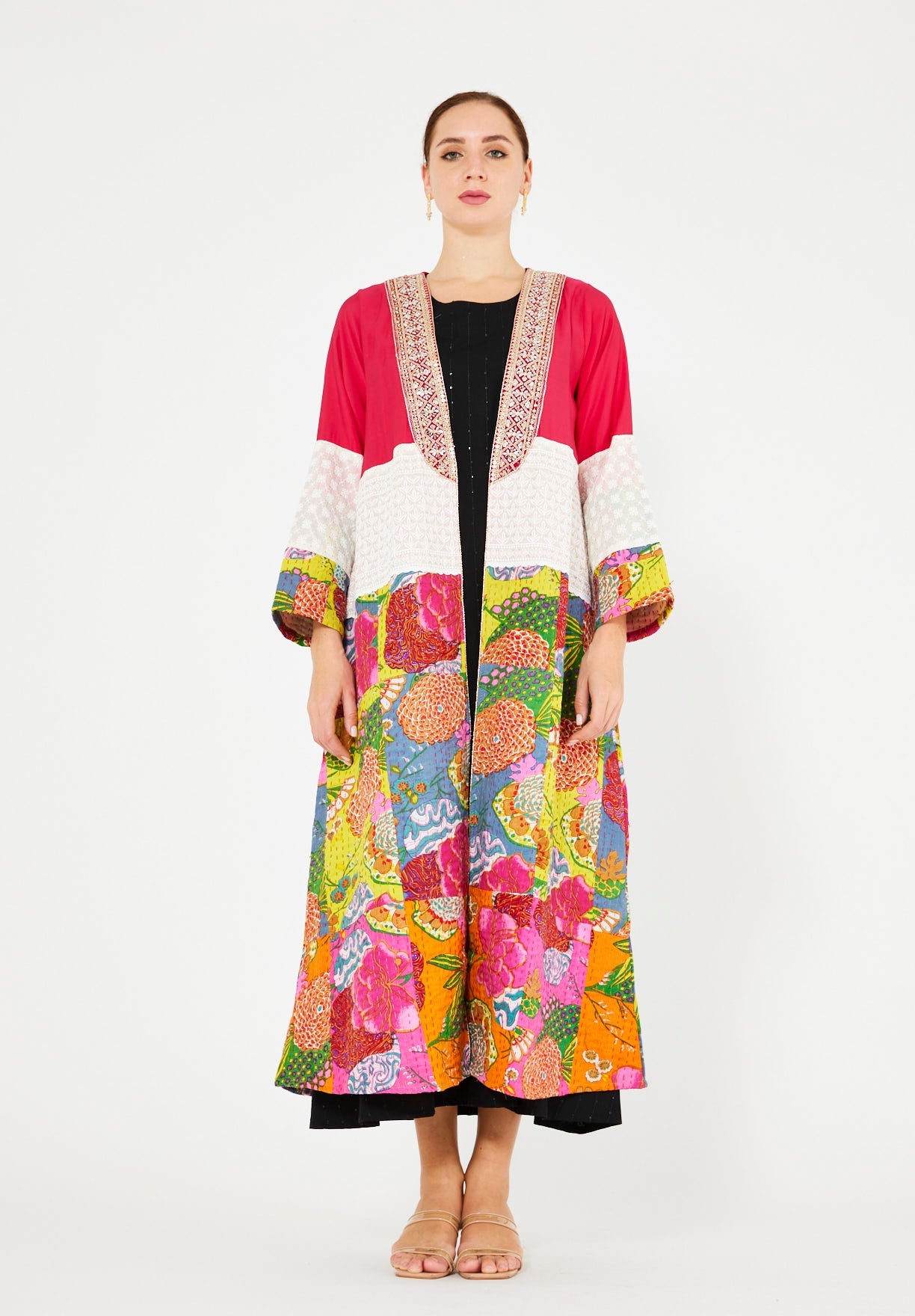 Traditional Kantha Patchwork Bisht & Dress Set