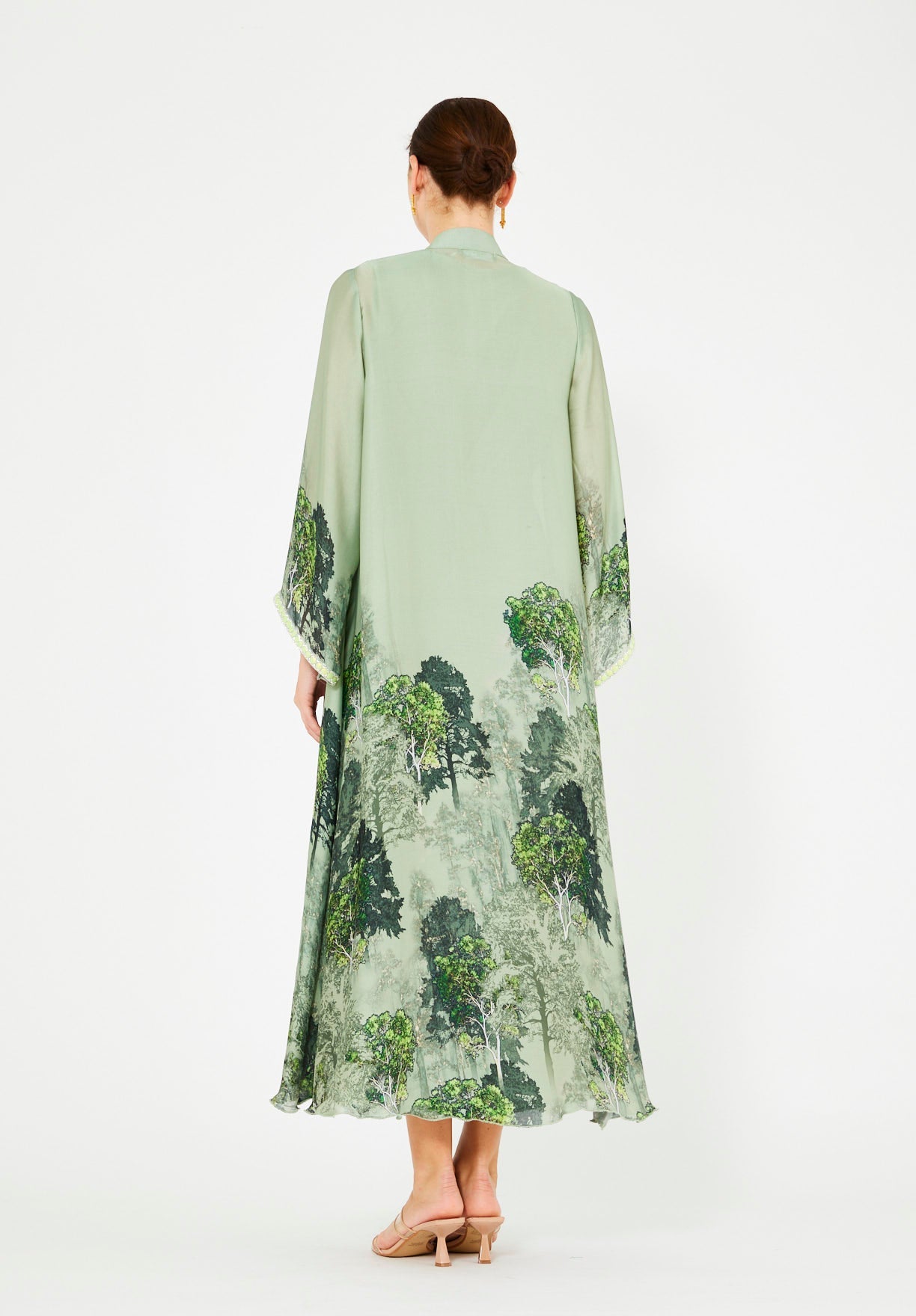 Nature-Inspired Printed Bisht & Dress Set