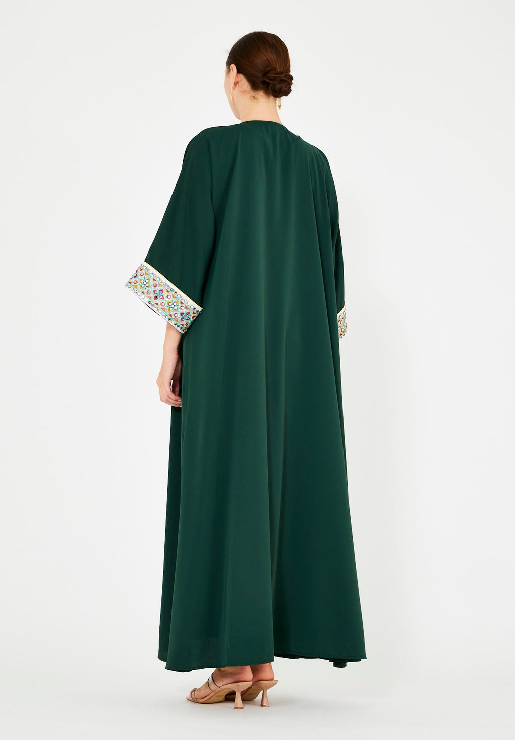 Multi-Colored Embroidered Trim Bisht & Dress Set