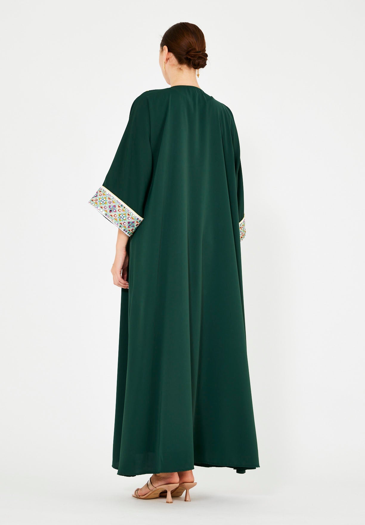 Multi-Colored Embroidered Trim Bisht & Dress Set