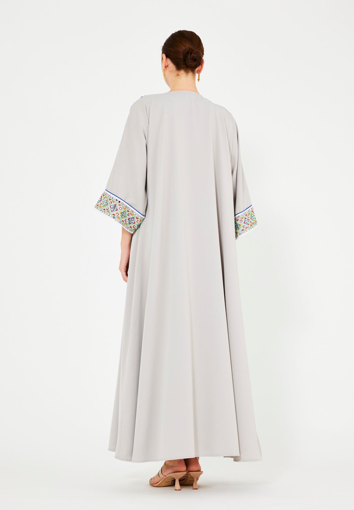 Multi-Colored Embroidered Trim Bisht & Dress Set