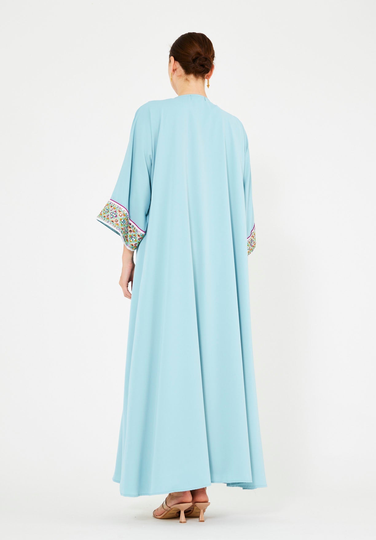 Multi-Colored Embroidered Trim Bisht & Dress Set