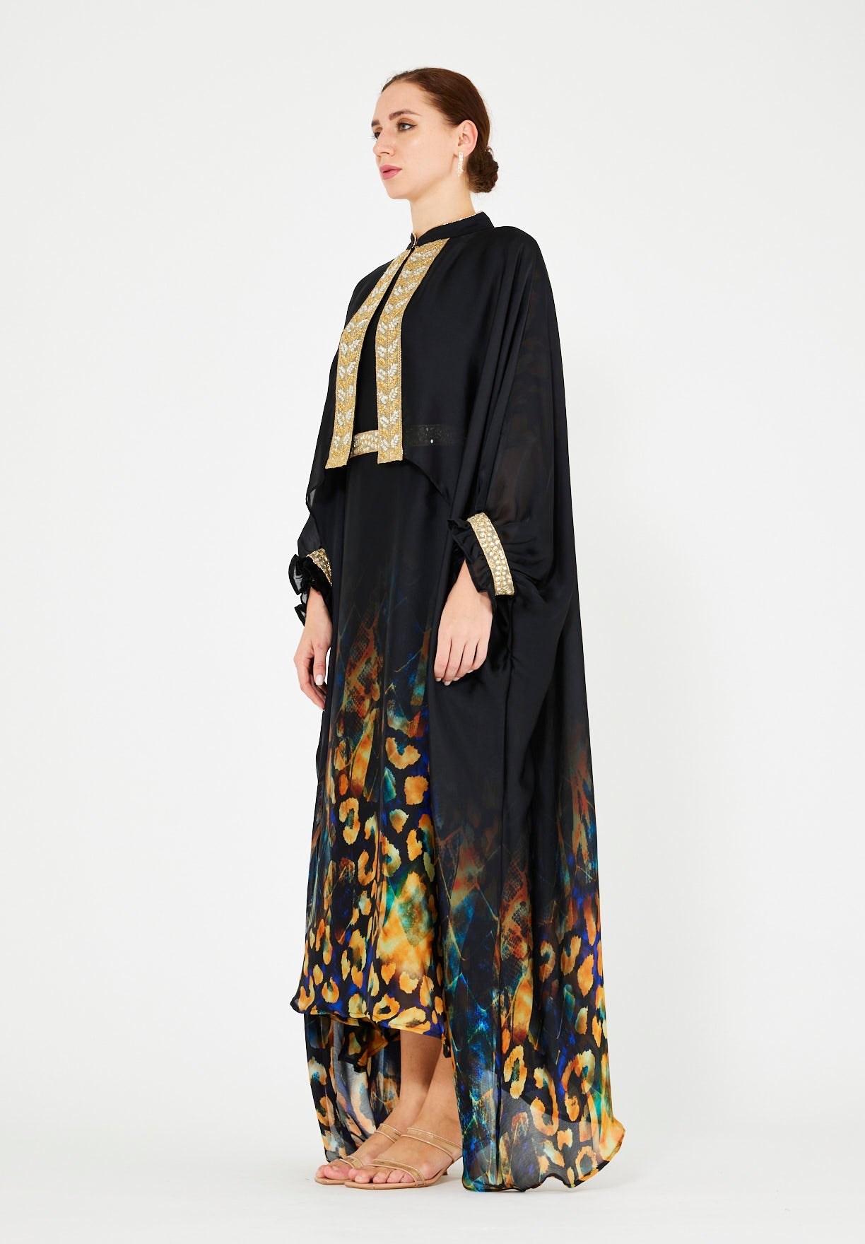 Animal-Inspired Abstract Printed Overlay & Dress Set