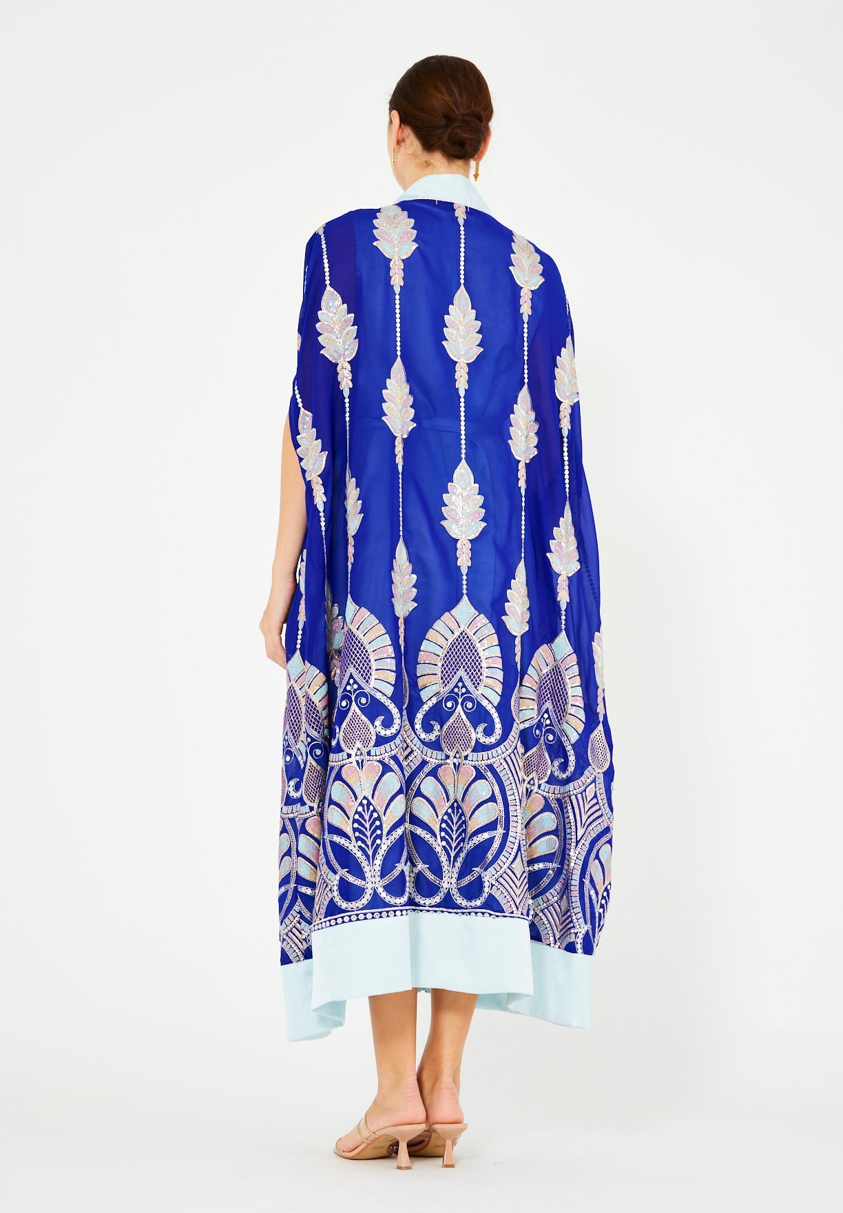 Pastel Sequin Embellished Bisht & Dress Set