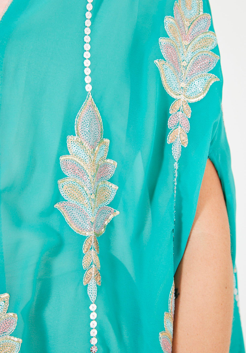 Pastel Sequin Embellished Bisht & Dress Set