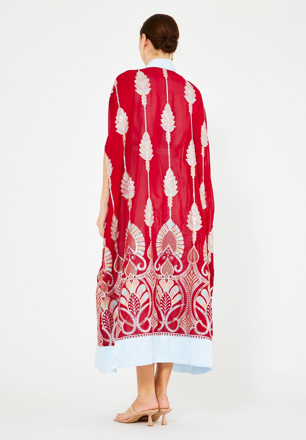 Pastel Sequin Embellished Bisht & Dress Set