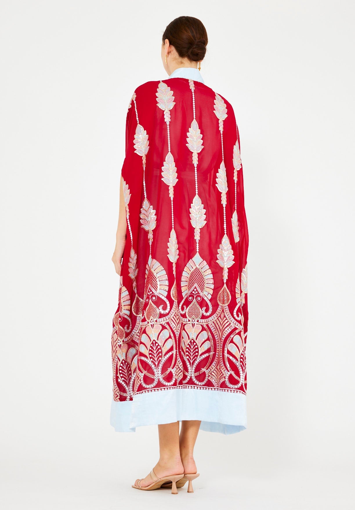 Pastel Sequin Embellished Bisht & Dress Set