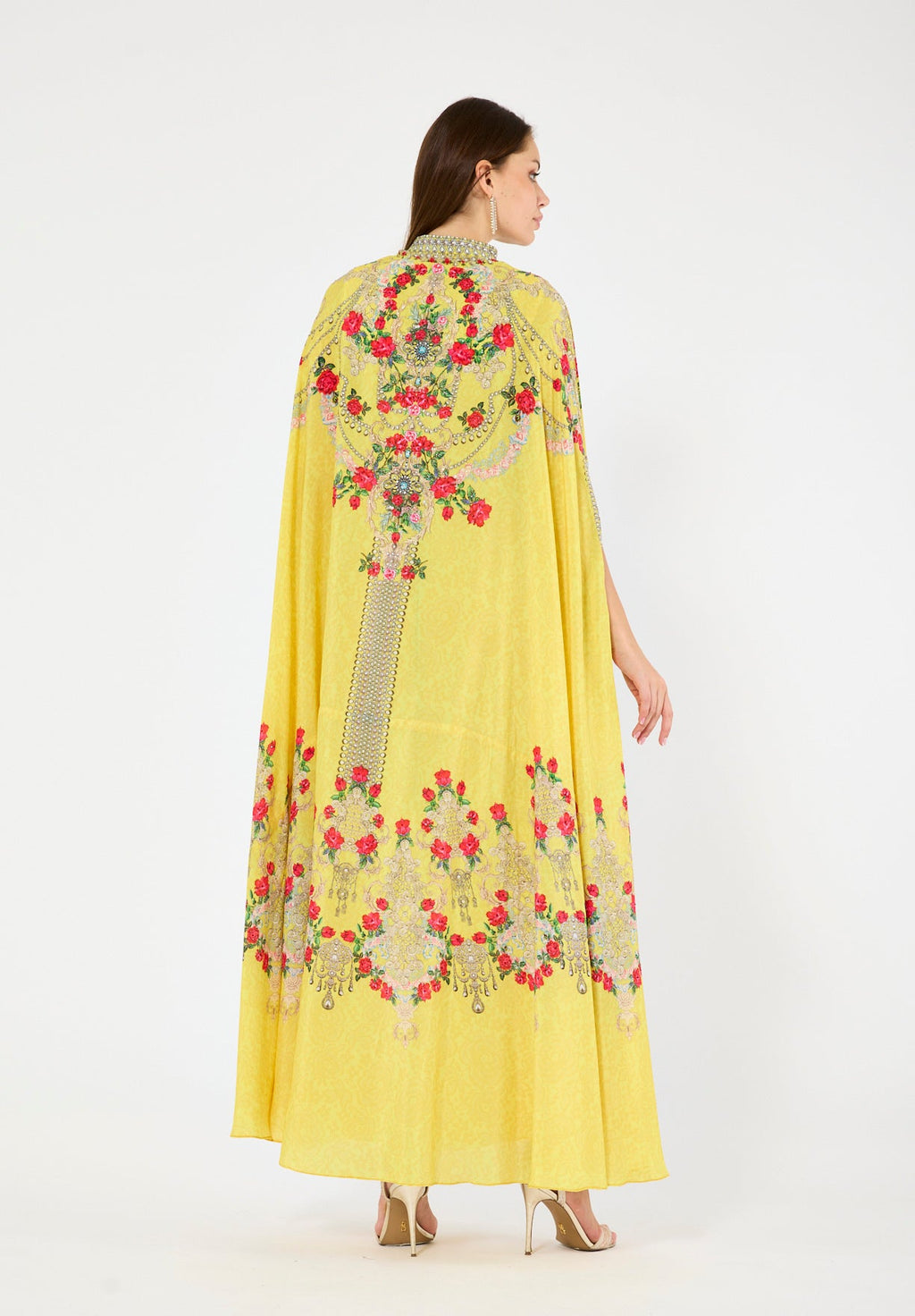 Printed Roses Bisht & Dress Set