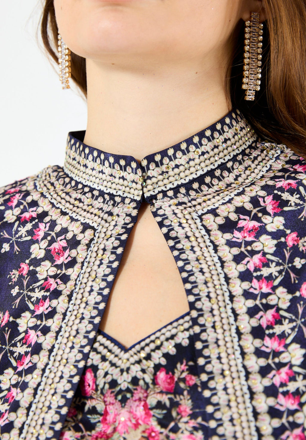 Art Nouveau Floral Print Bisht & Dress Set