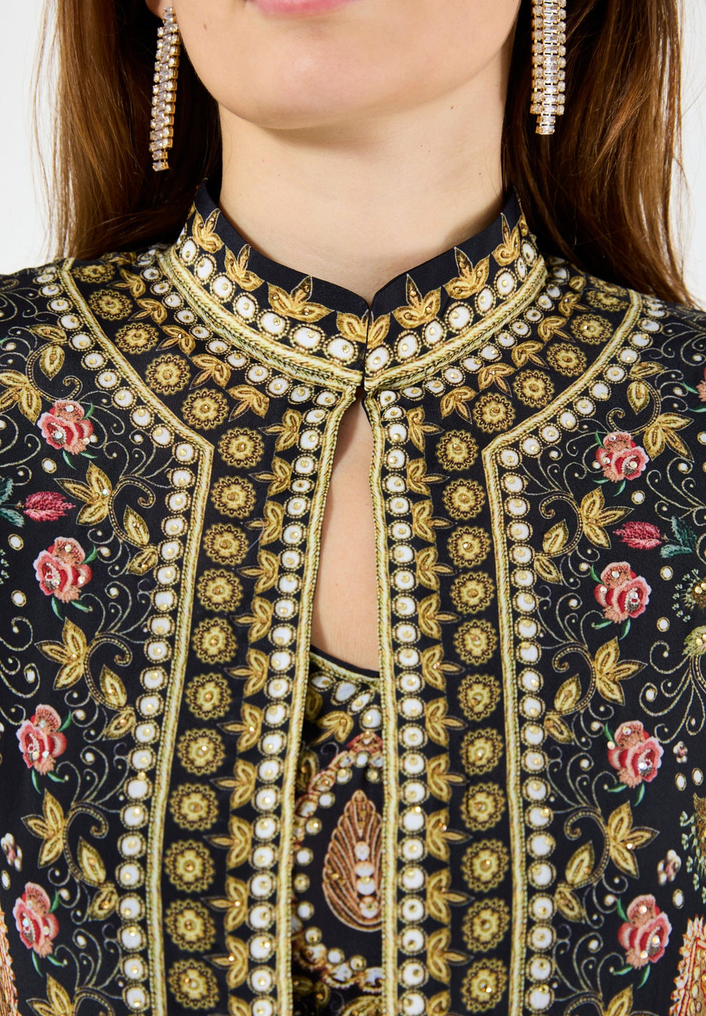 Multicolor Floral Print Bisht & Dress Set