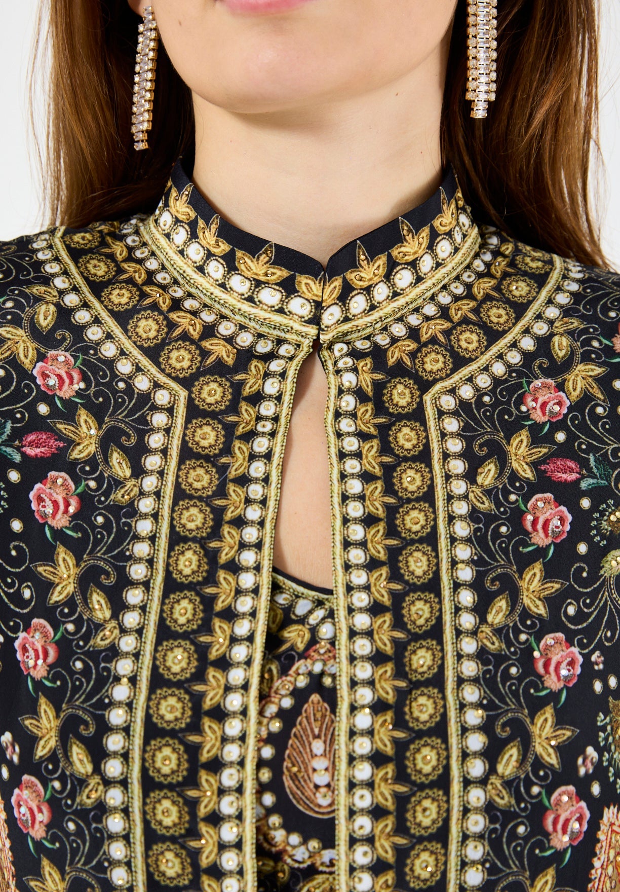 Multicolor Floral Print Bisht & Dress Set