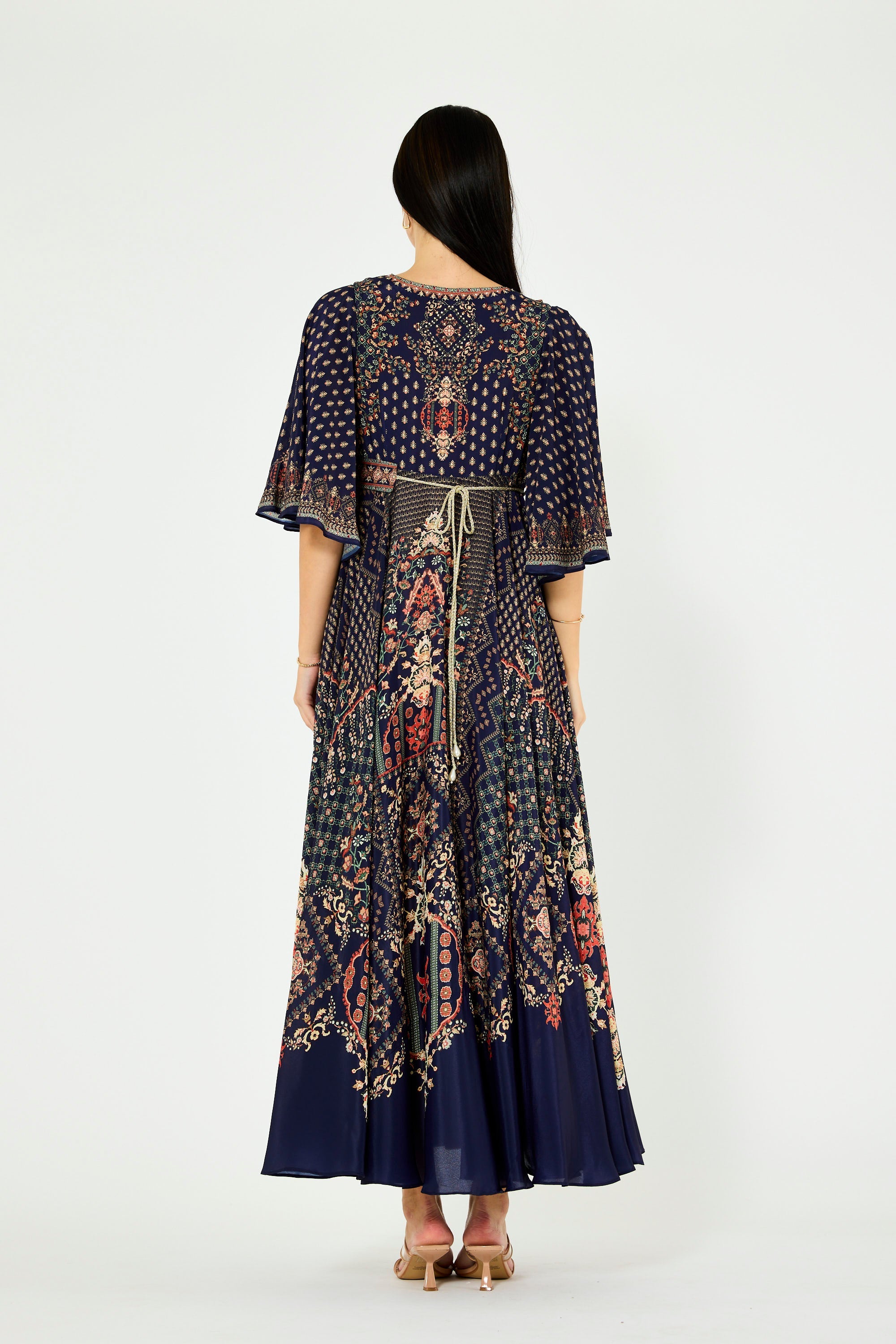 Ditsy Fusion Print Wrap Bodice Dress