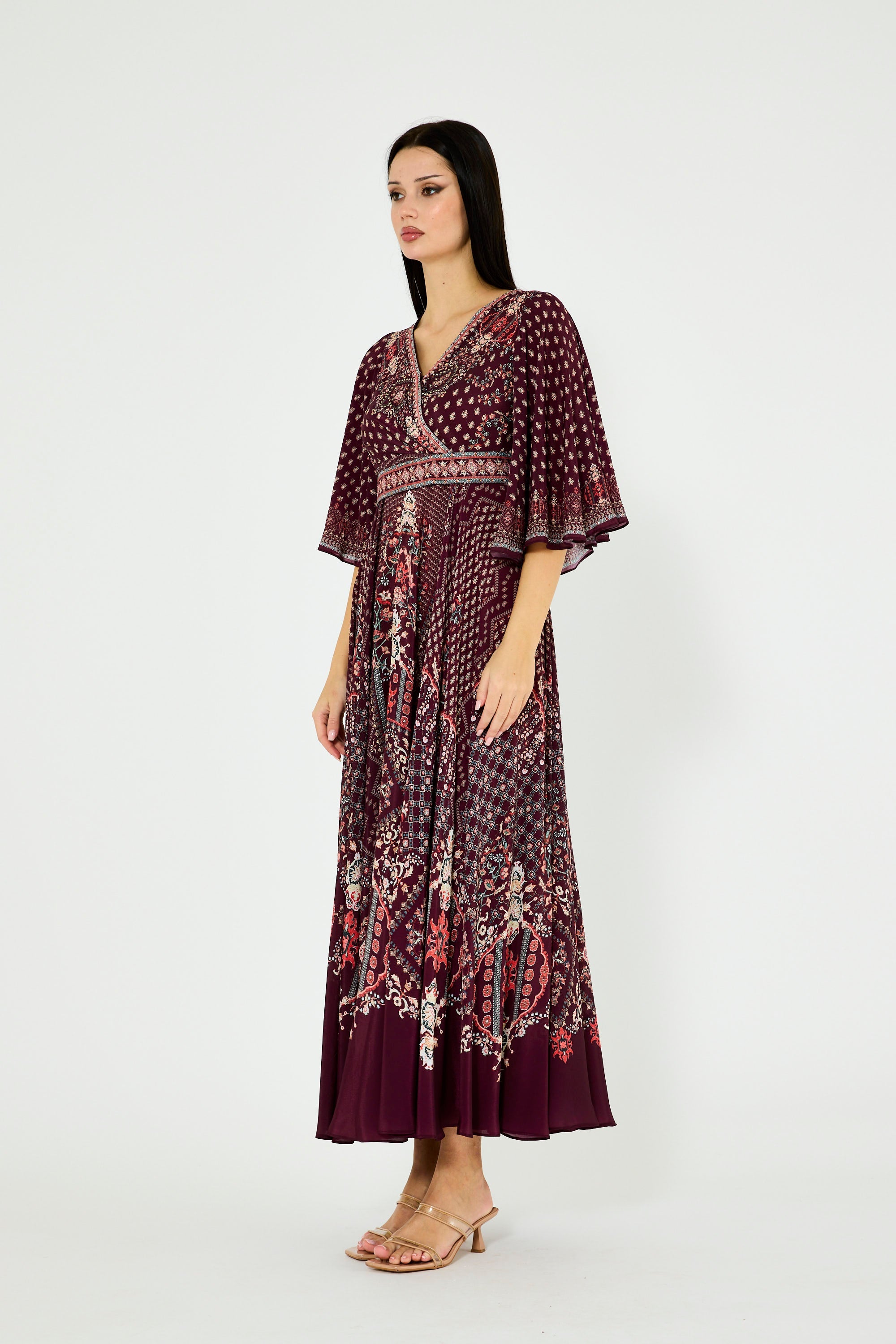 Ditsy Fusion Print Wrap Bodice Dress