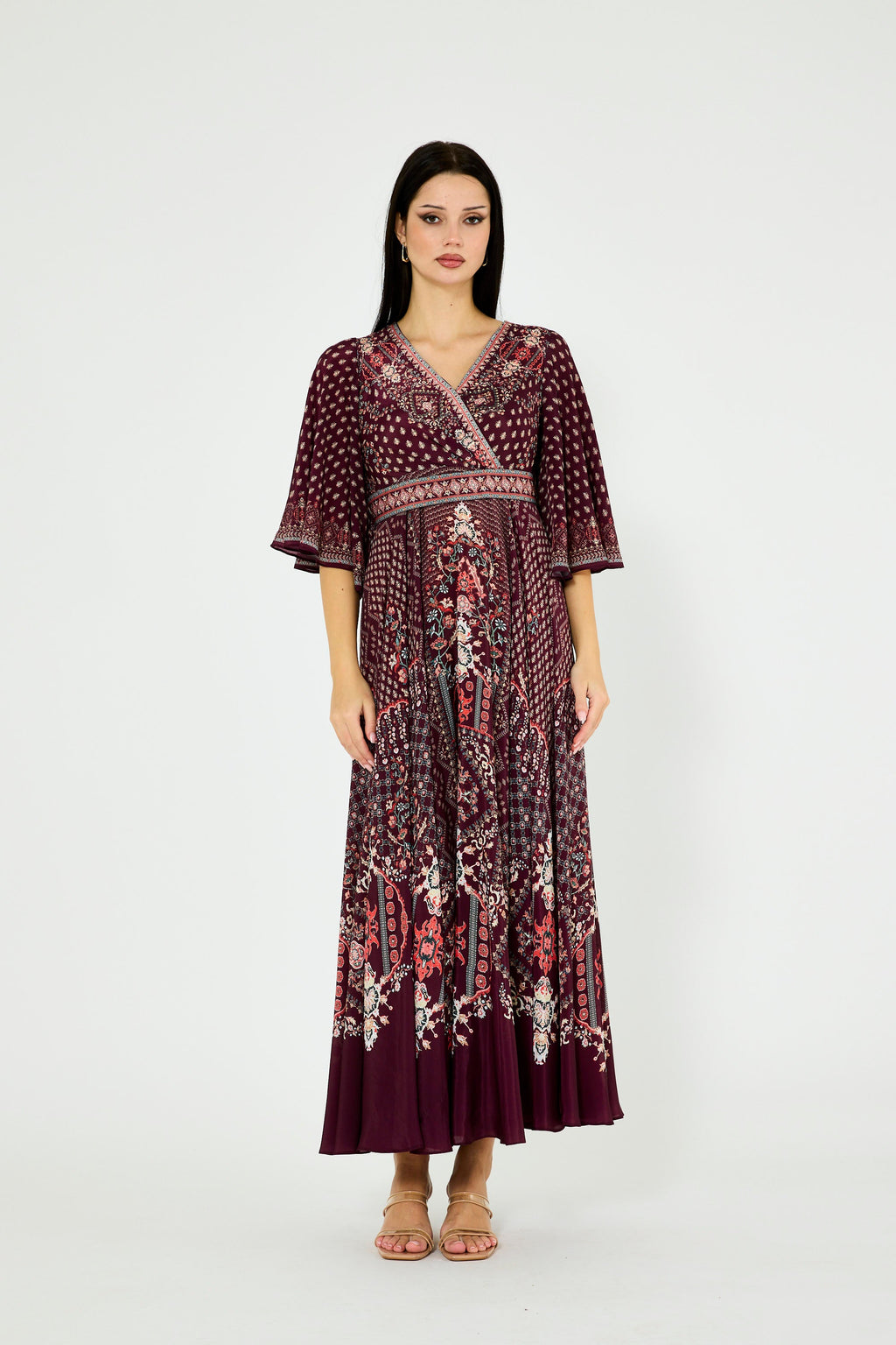 Ditsy Fusion Print Wrap Bodice Dress