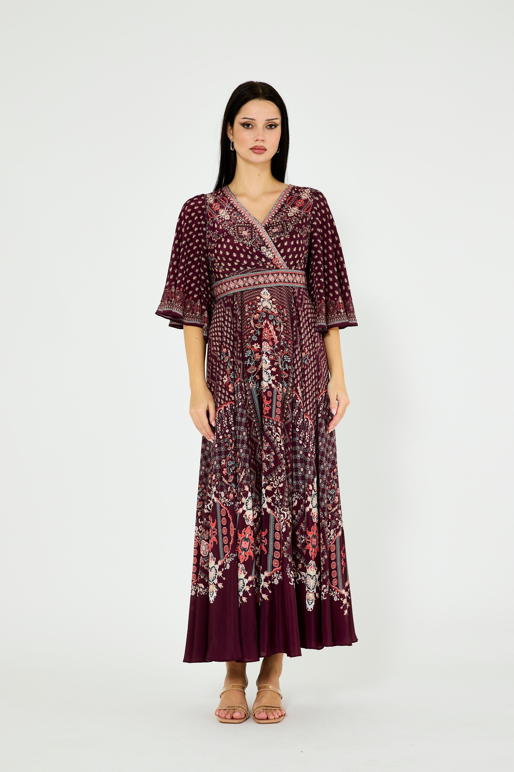 Ditsy Fusion Print Wrap Bodice Dress