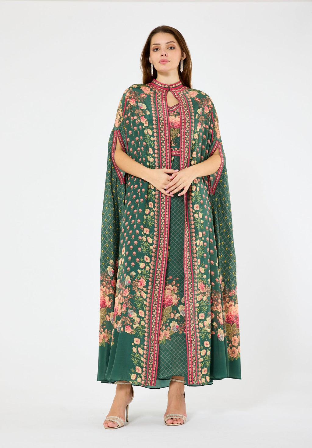 Floral Multi Printed Bisht & Dress Set