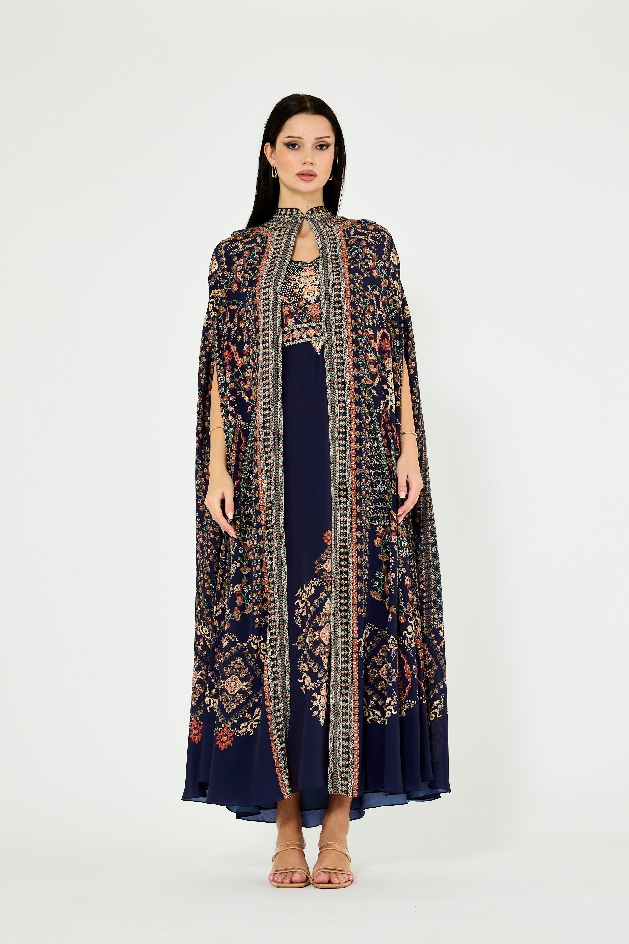 Heritage Motifs Print Bisht & Dress Set