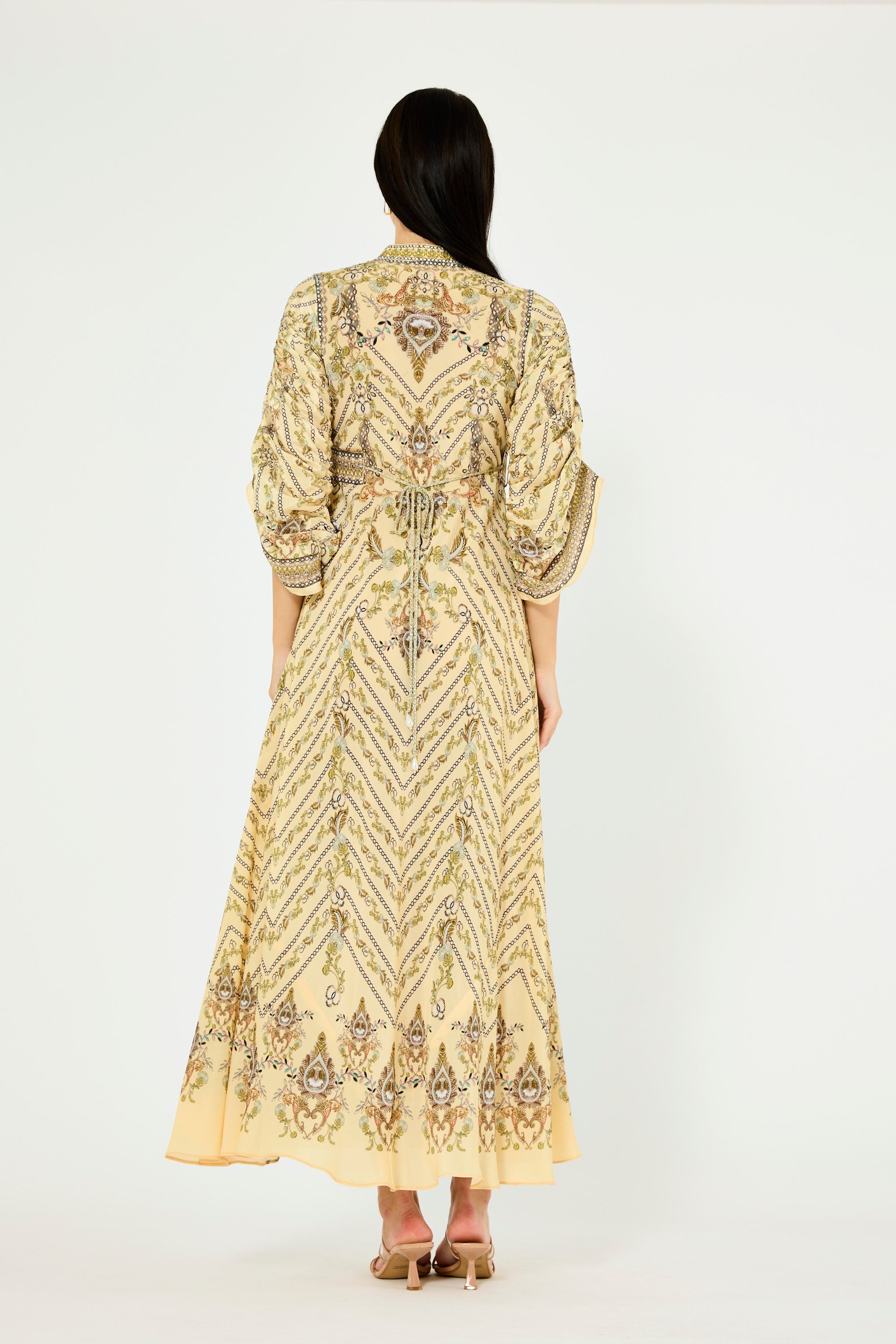 Intricate Botanical Print Maxi Dress