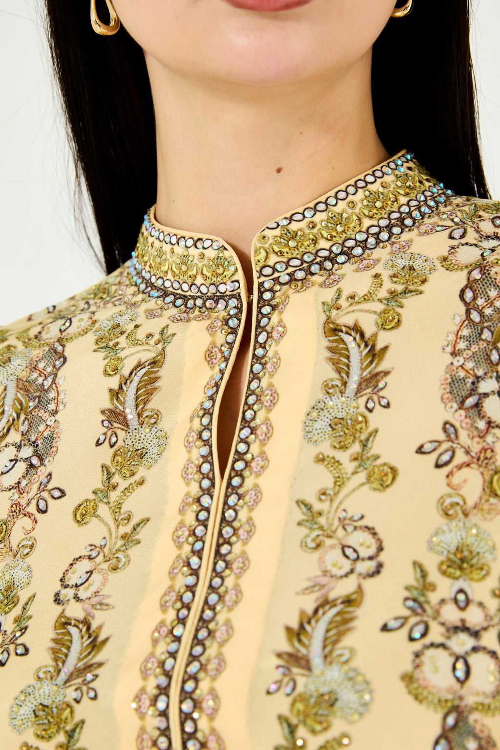 Intricate Botanical Print Maxi Dress