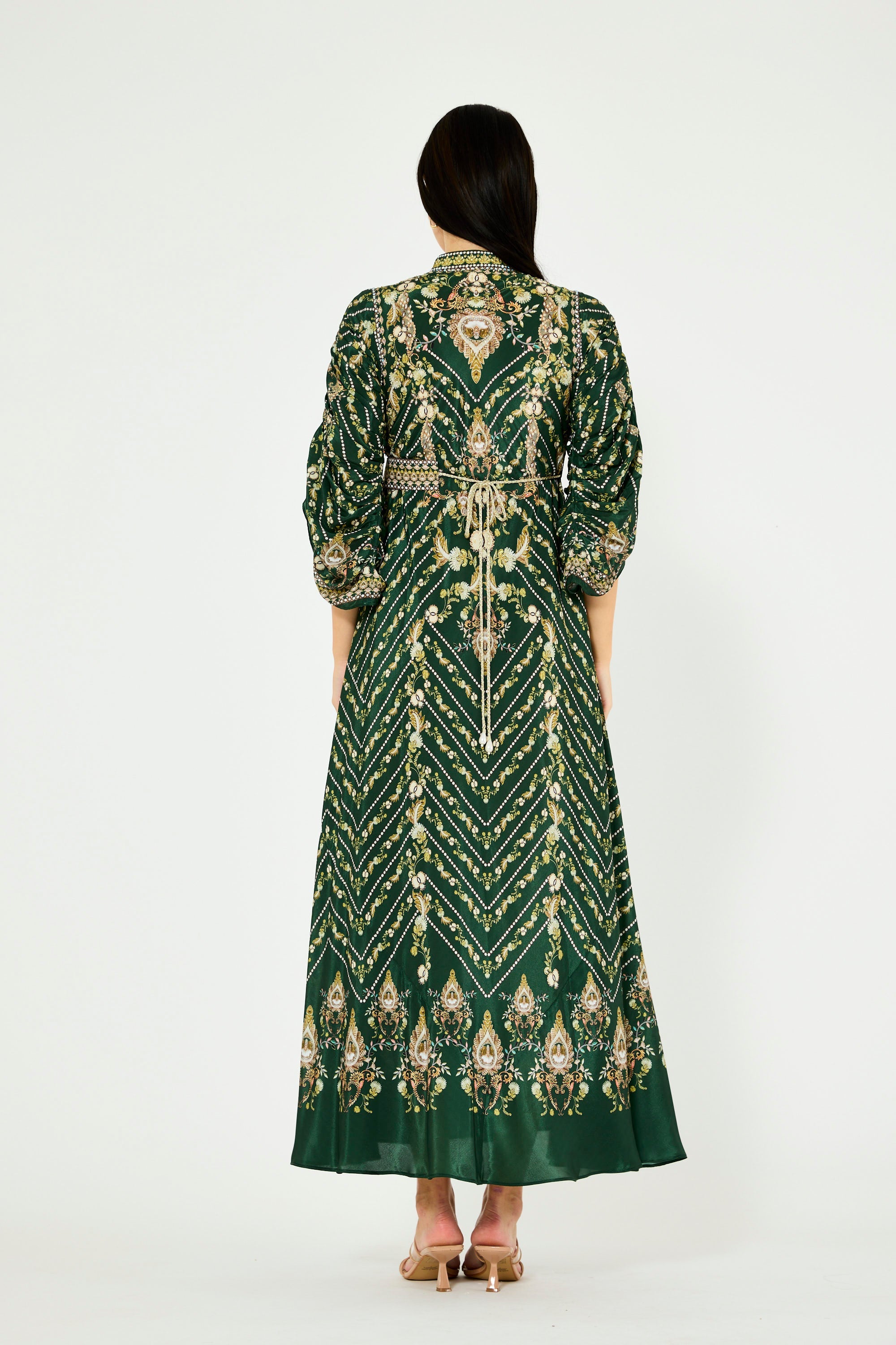 Intricate Botanical Print Maxi Dress