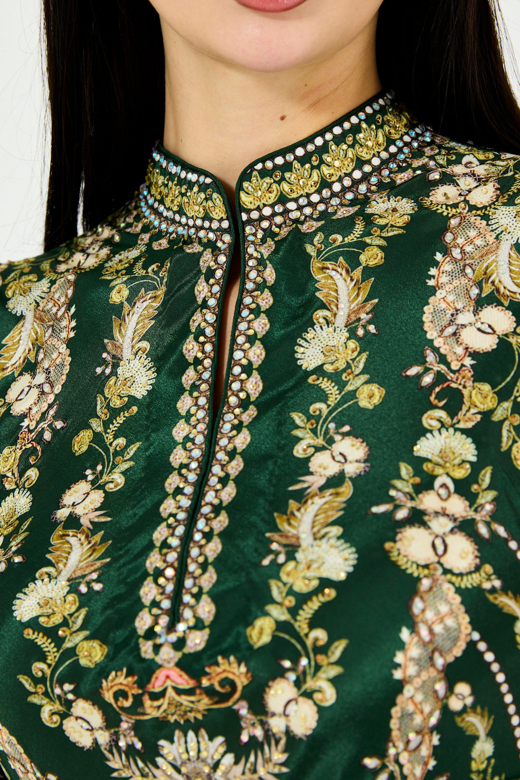 Intricate Botanical Print Maxi Dress