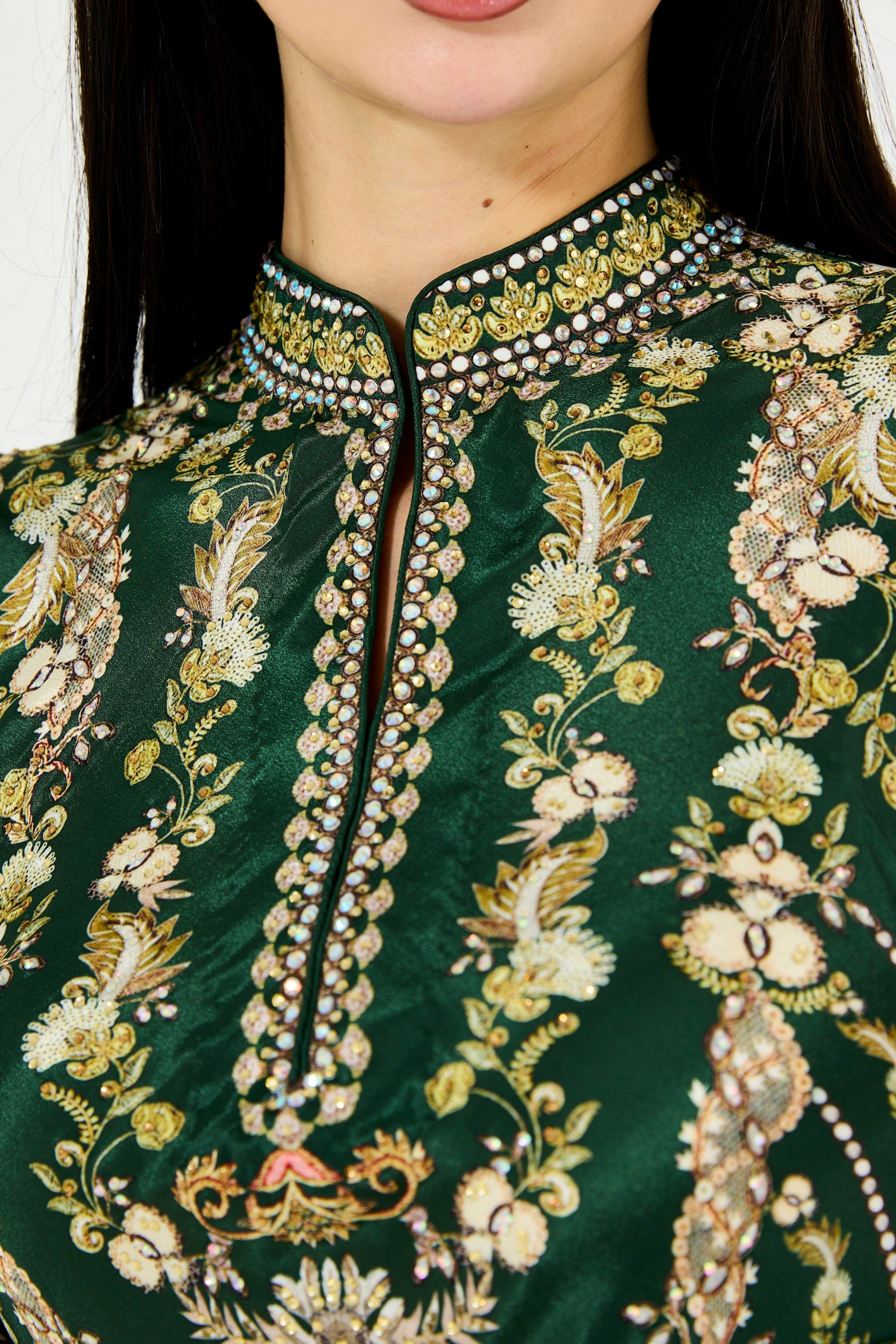 Intricate Botanical Print Maxi Dress