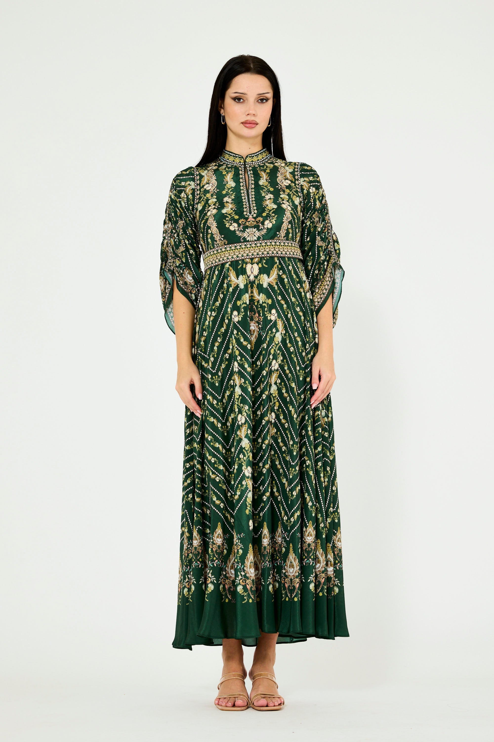 Intricate Botanical Print Maxi Dress