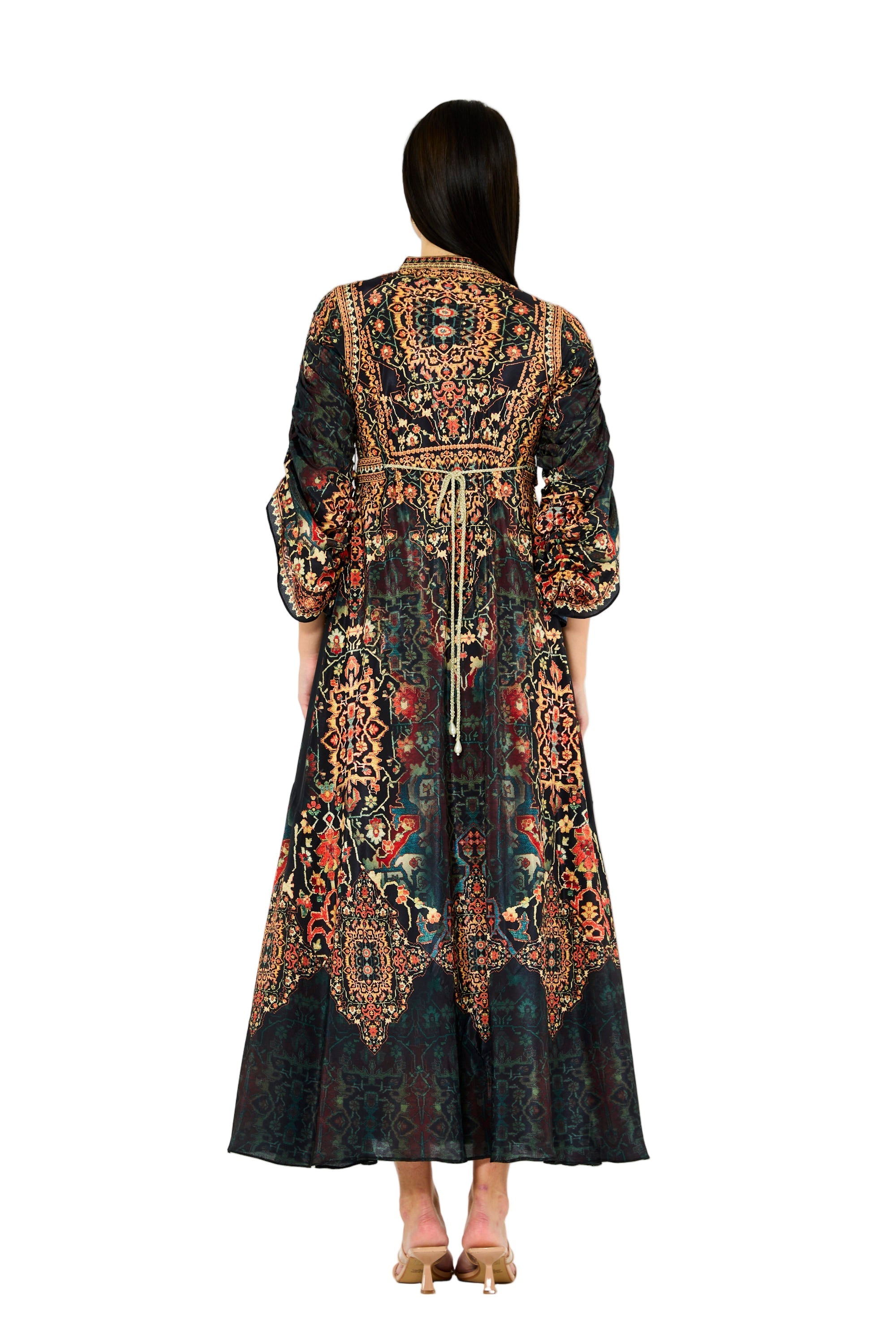 Vintage Aztec Floral Print Maxi Dress