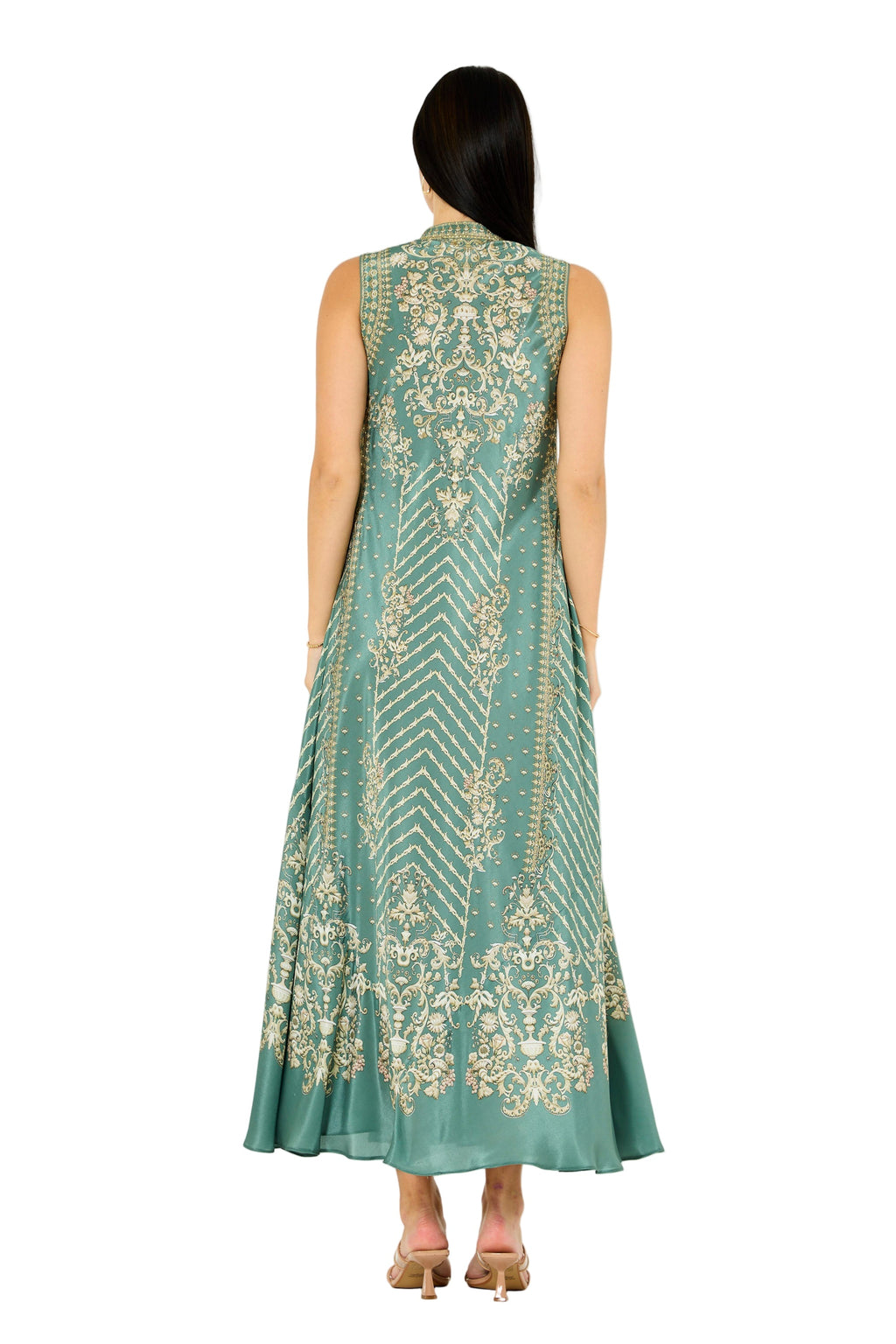 Sleeveless 3D Floral Print Maxi Dress