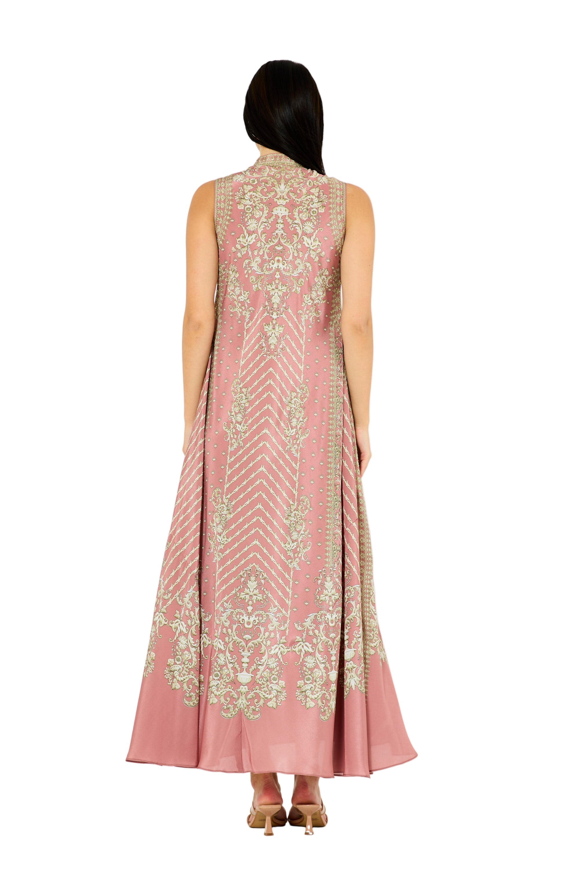 Sleeveless 3D Floral Print Maxi Dress