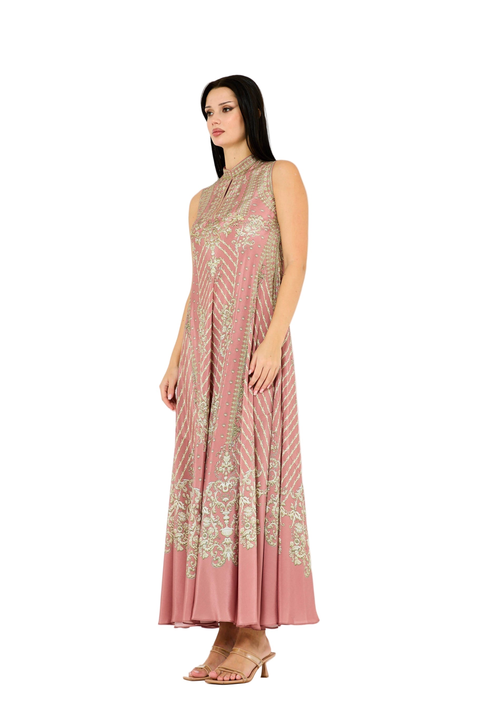 Sleeveless 3D Floral Print Maxi Dress