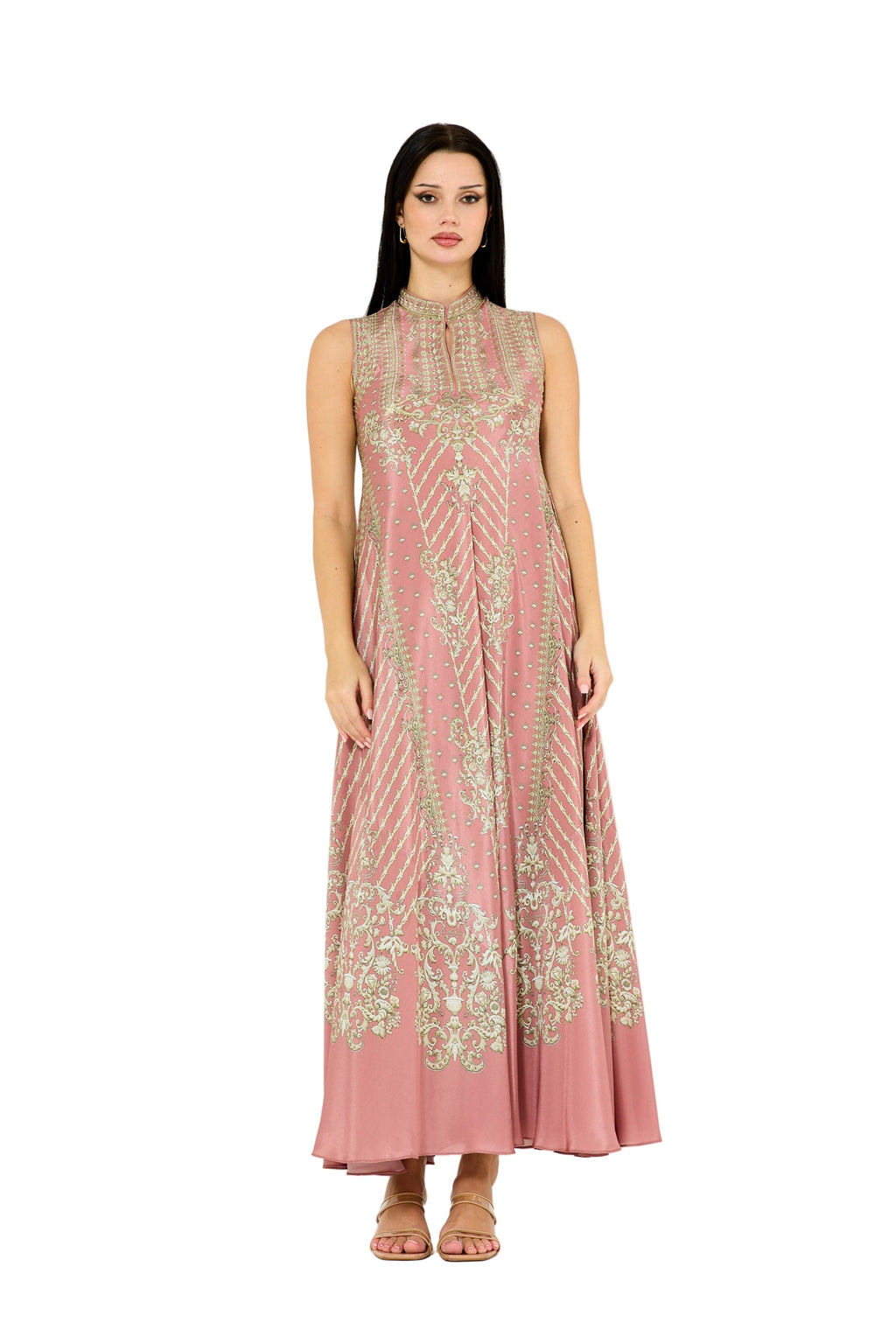 Sleeveless 3D Floral Print Maxi Dress