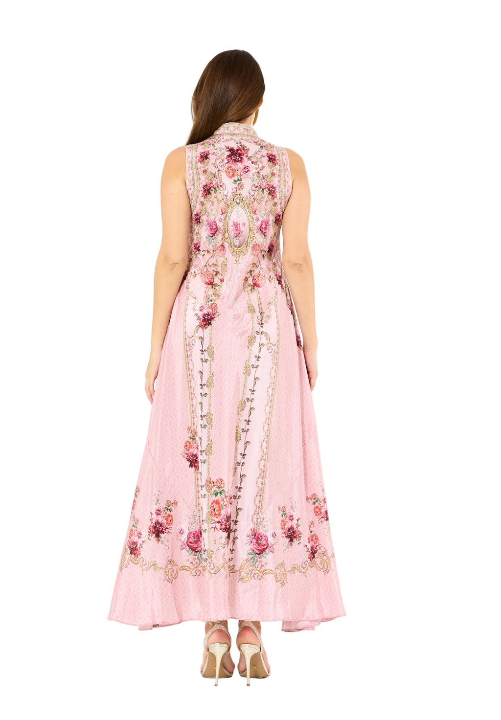Sleeveless Floral Ombre Print Maxi Dress
