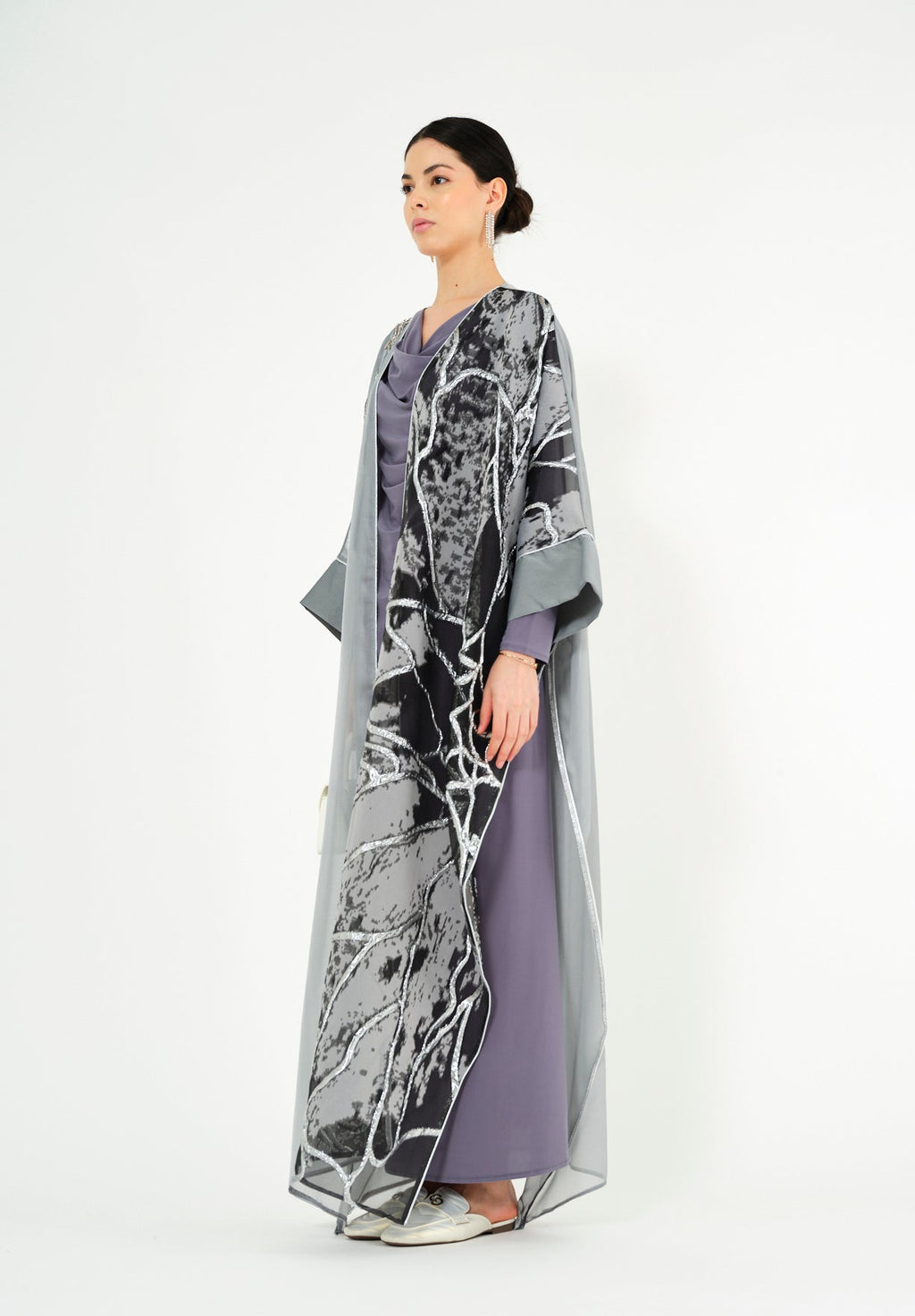 Stunning Asymmetrical Jalabiya with V-Neckline with Kimono Sleeves