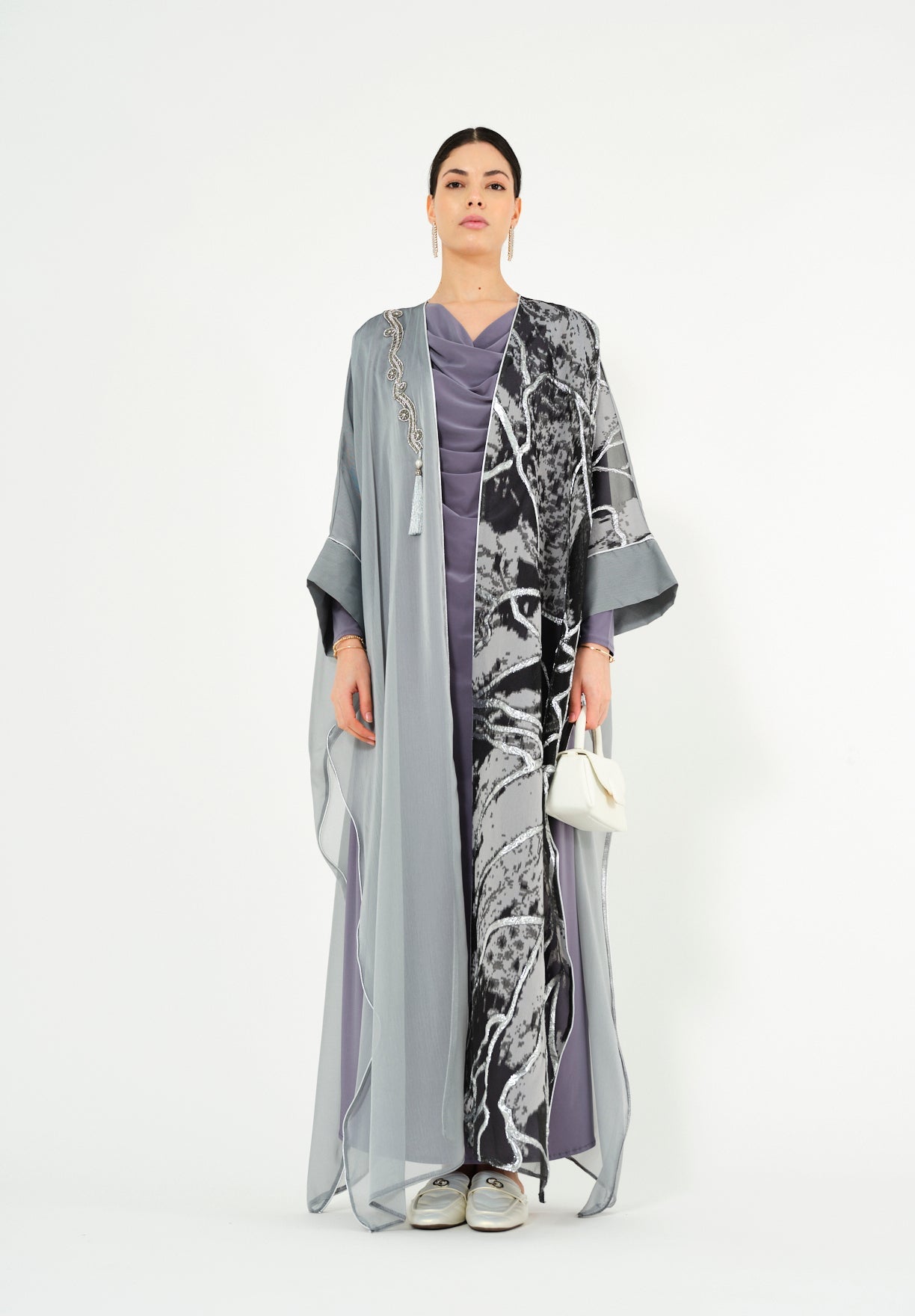 Stunning Asymmetrical Jalabiya with V-Neckline with Kimono Sleeves