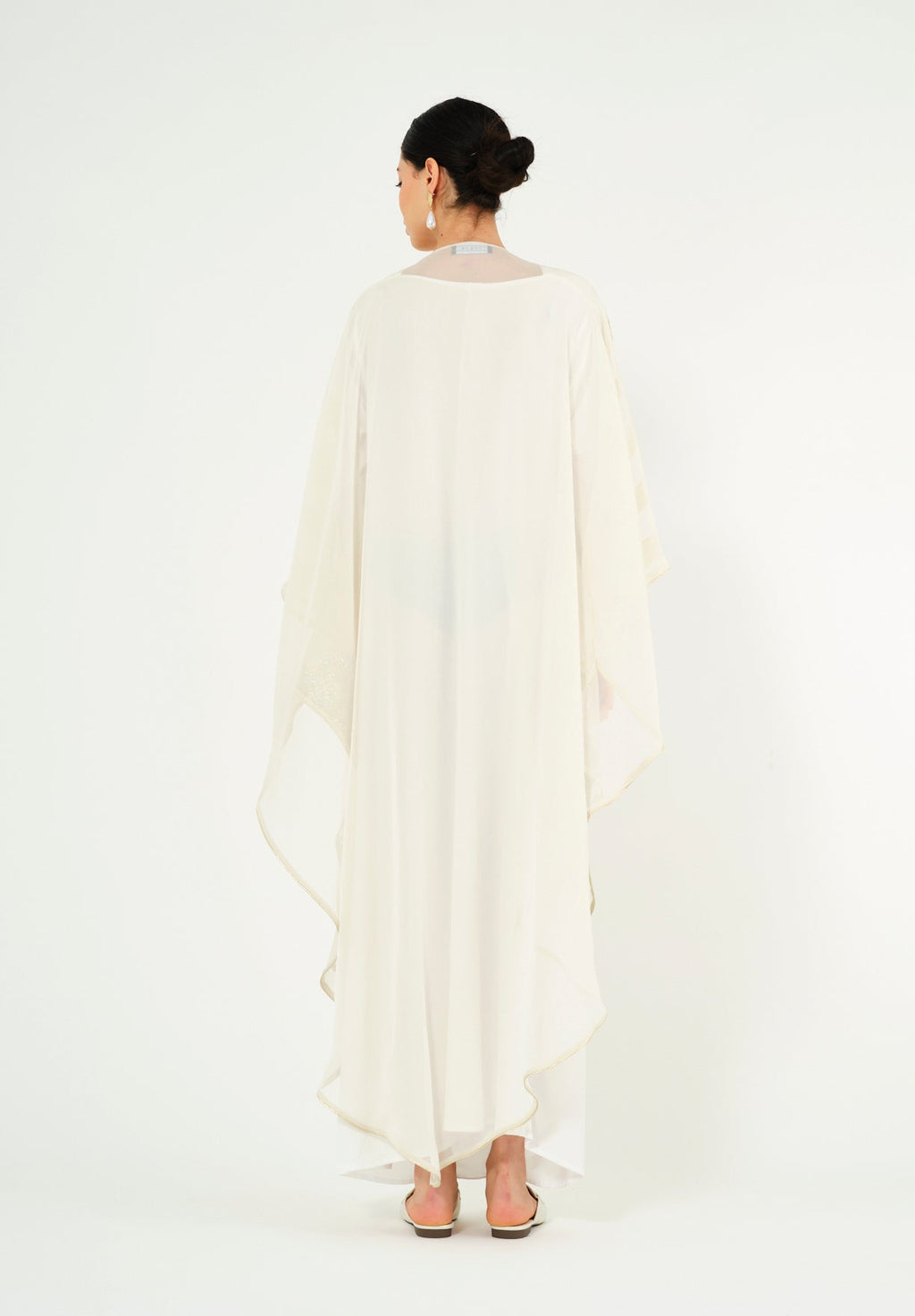 Beautiful Symmetrical Metallic Shaded Jalabiya With Round Neckline And kimono Sleeves