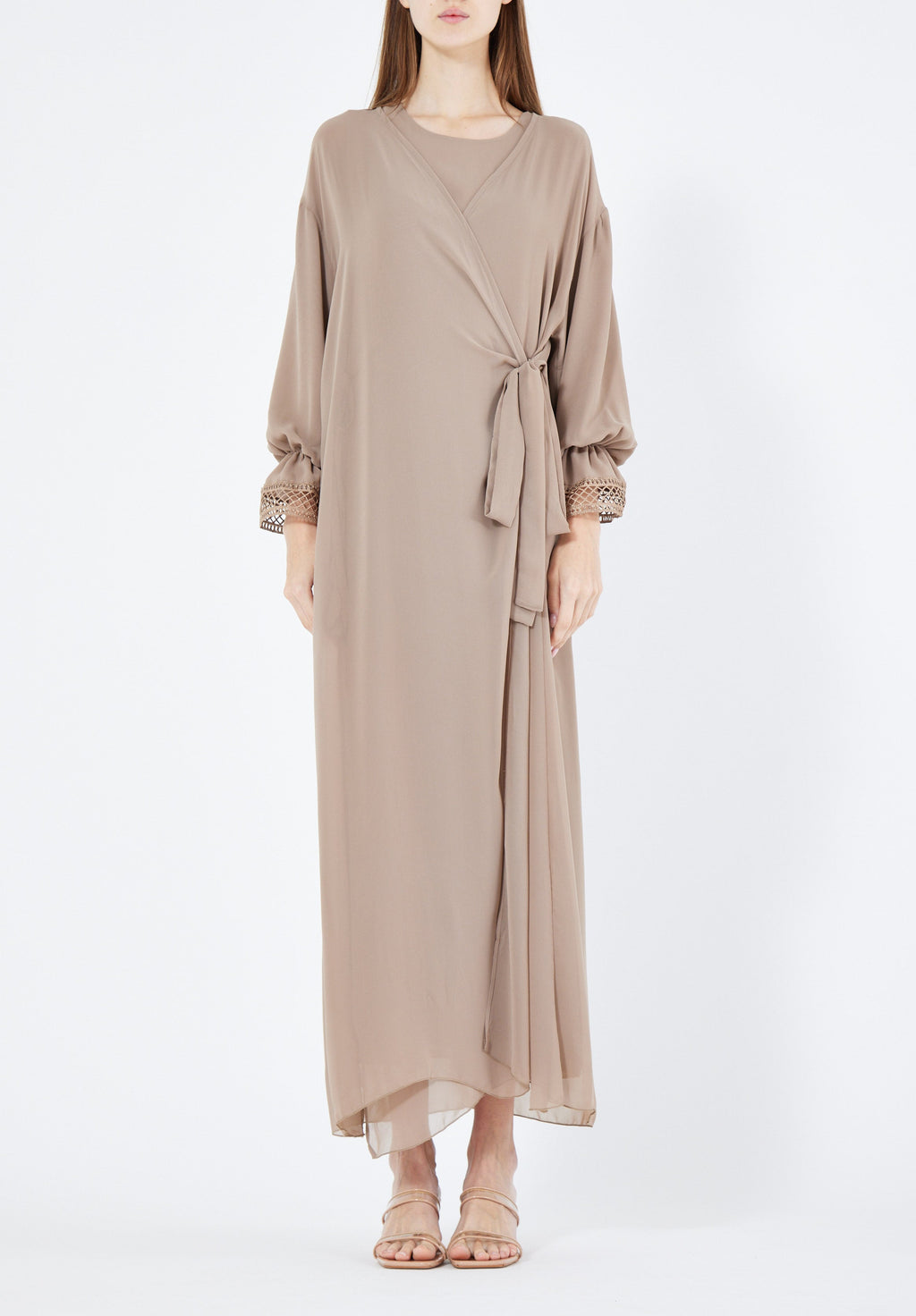 Simple And Elegant Chiffon Wrap Over Jalabiya With Round Neckline
