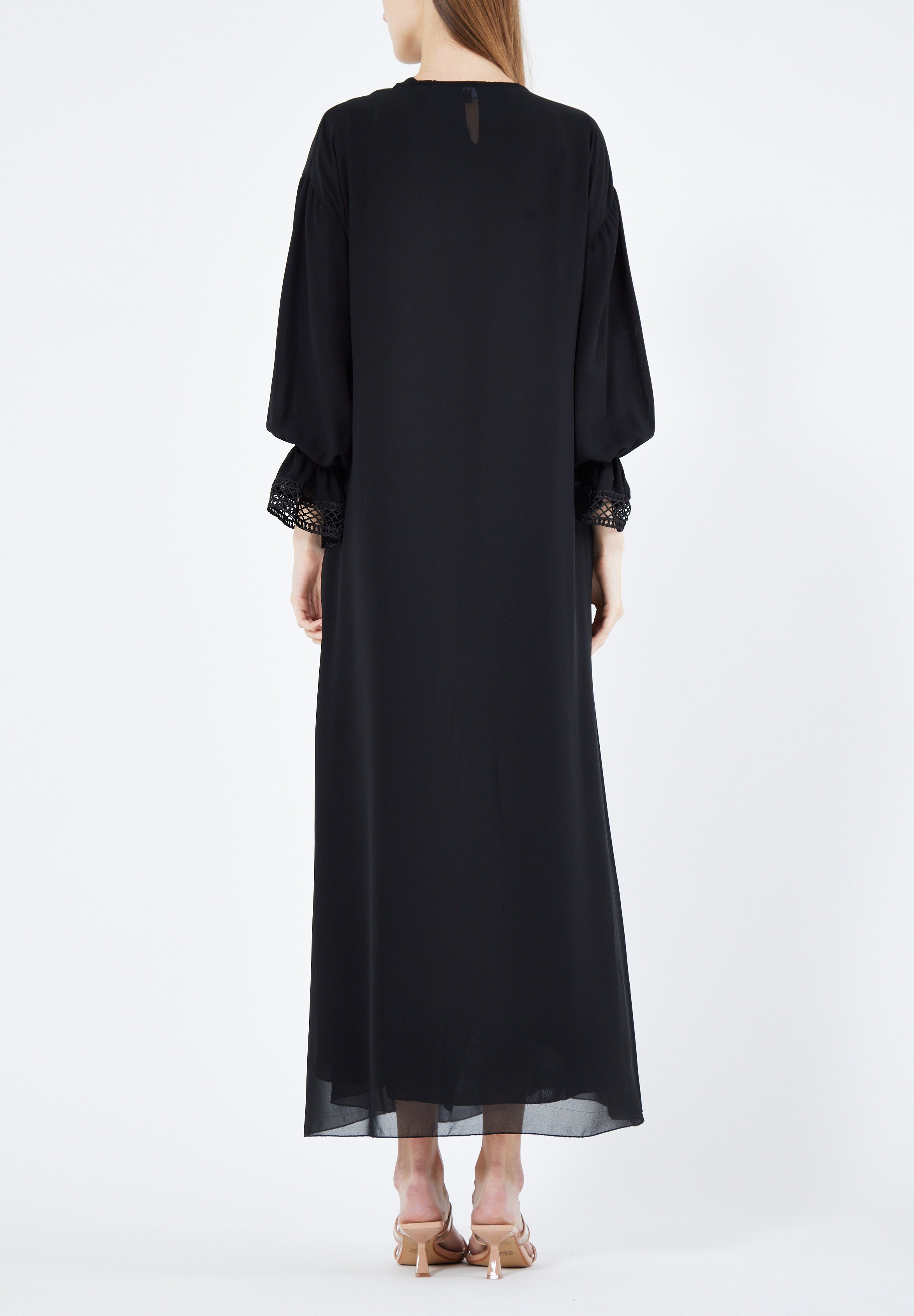 Simple And Elegant Chiffon Wrap Over Jalabiya With Round Neckline