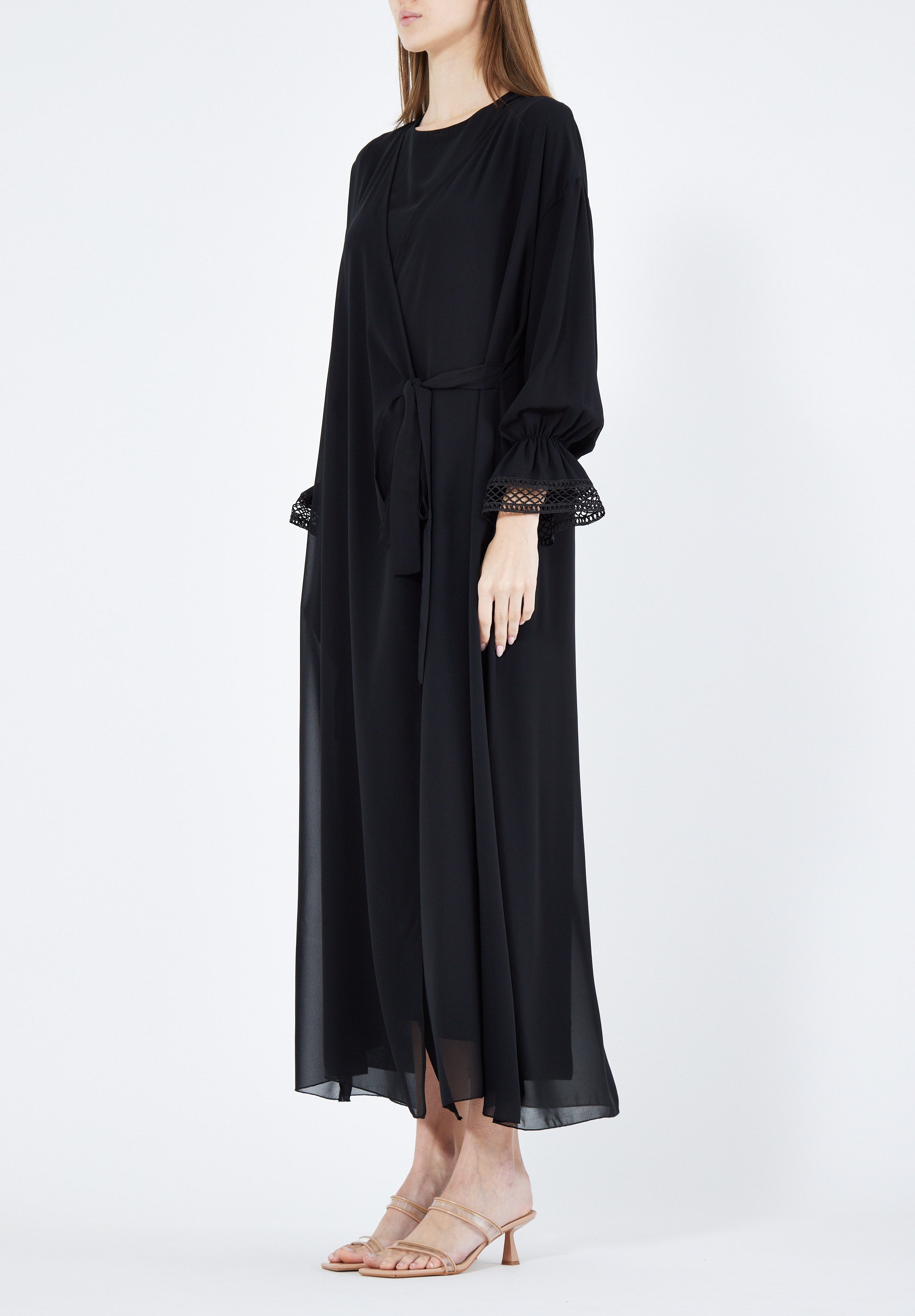 Simple And Elegant Chiffon Wrap Over Jalabiya With Round Neckline