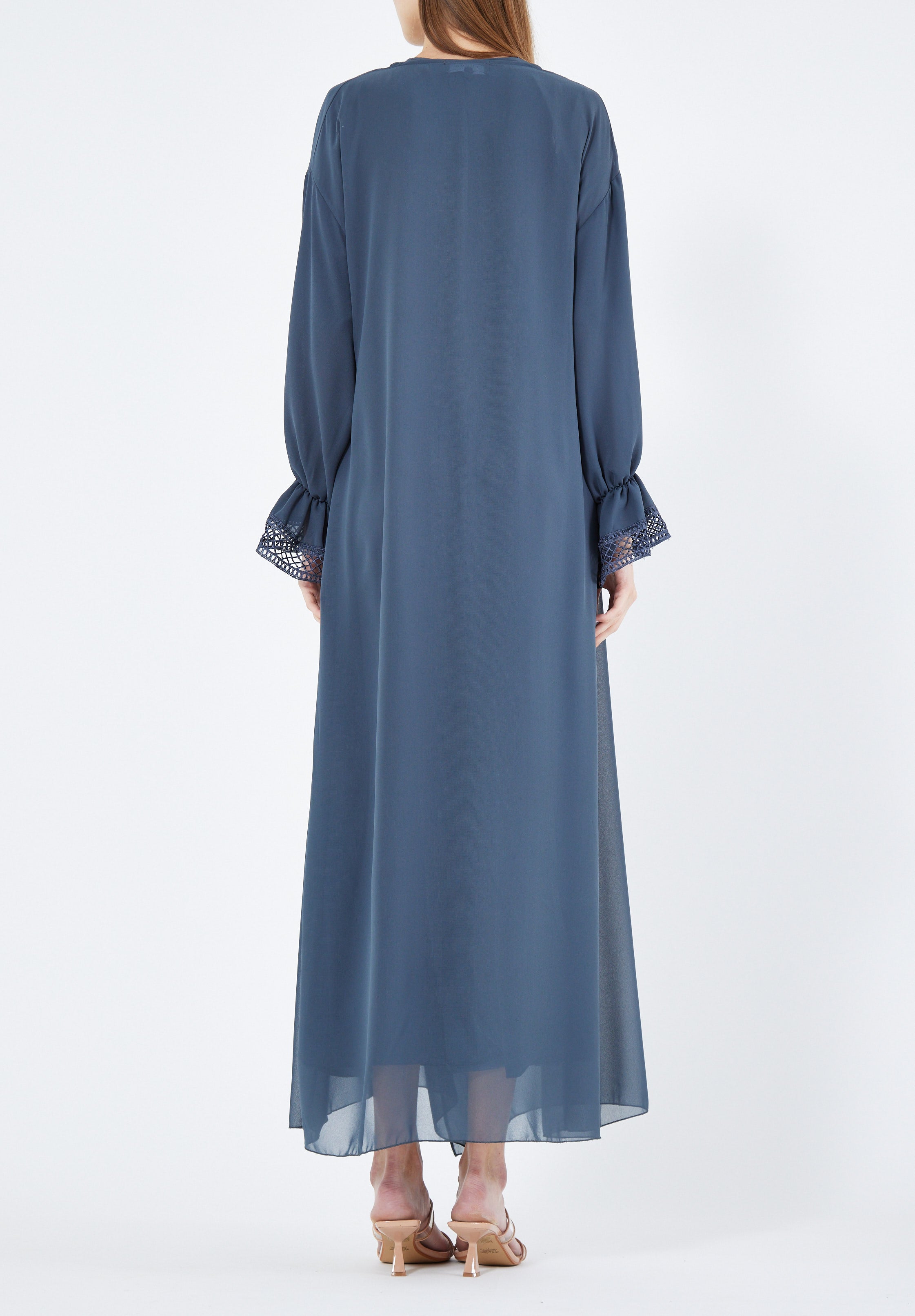 Simple And Elegant Chiffon Wrap Over Jalabiya With Round Neckline