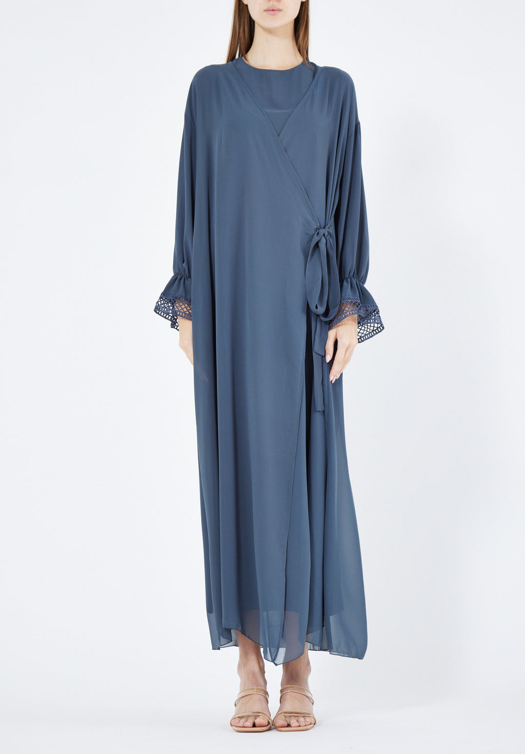Simple And Elegant Chiffon Wrap Over Jalabiya With Round Neckline