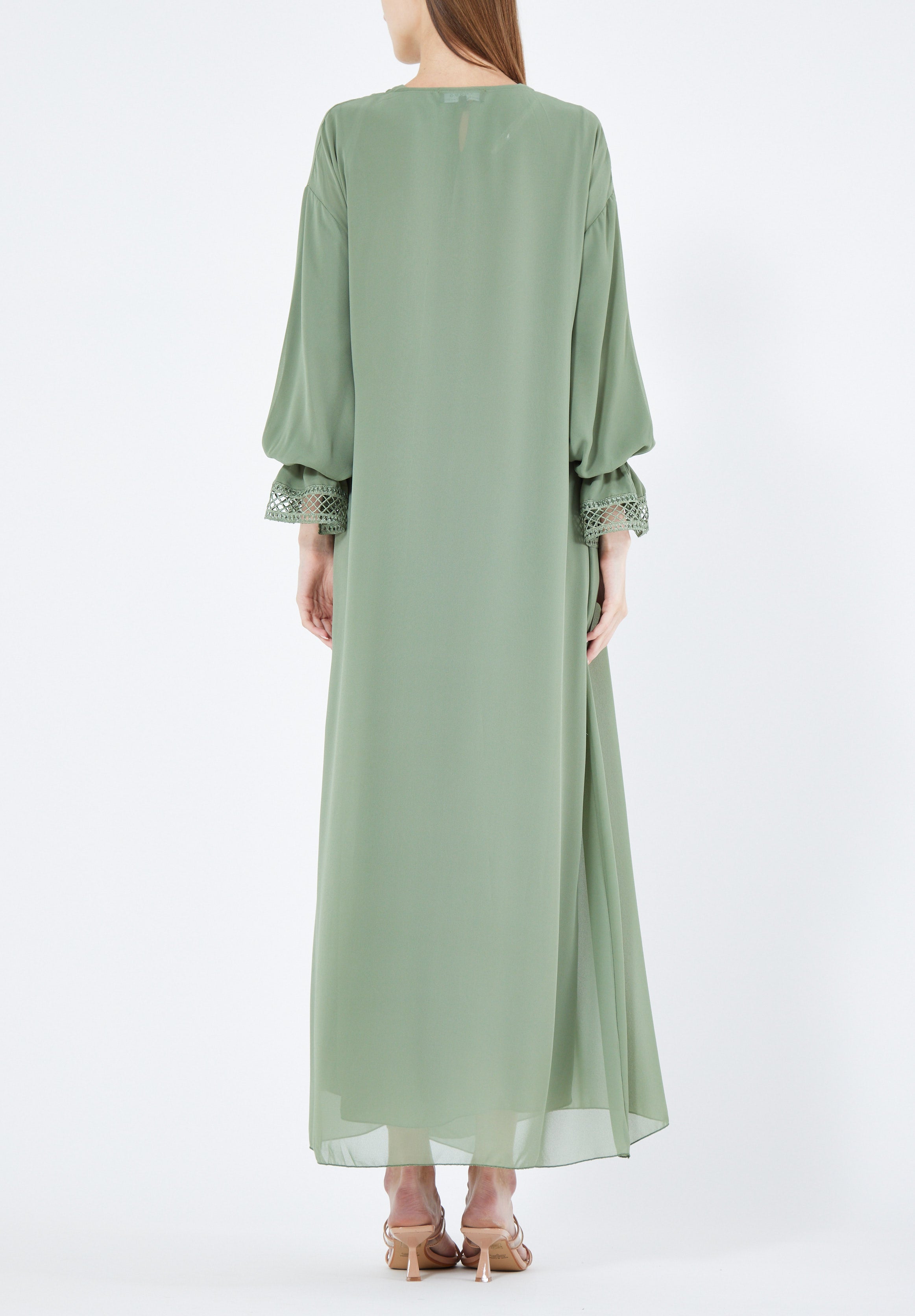 Simple And Elegant Chiffon Wrap Over Jalabiya With Round Neckline