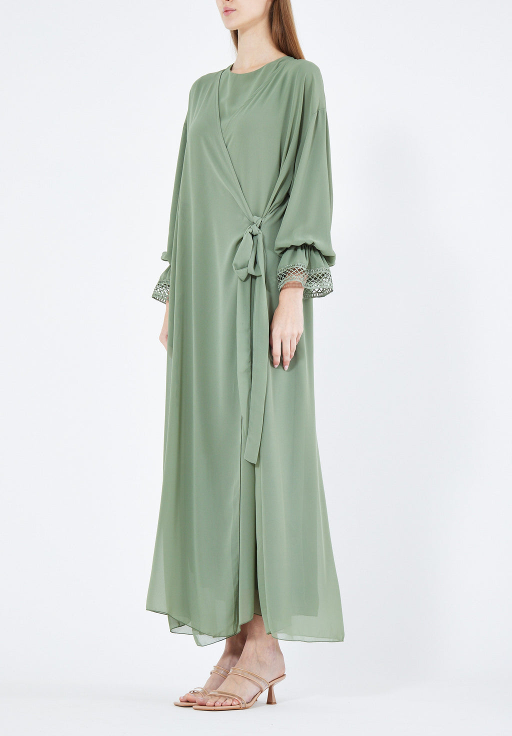 Simple And Elegant Chiffon Wrap Over Jalabiya With Round Neckline