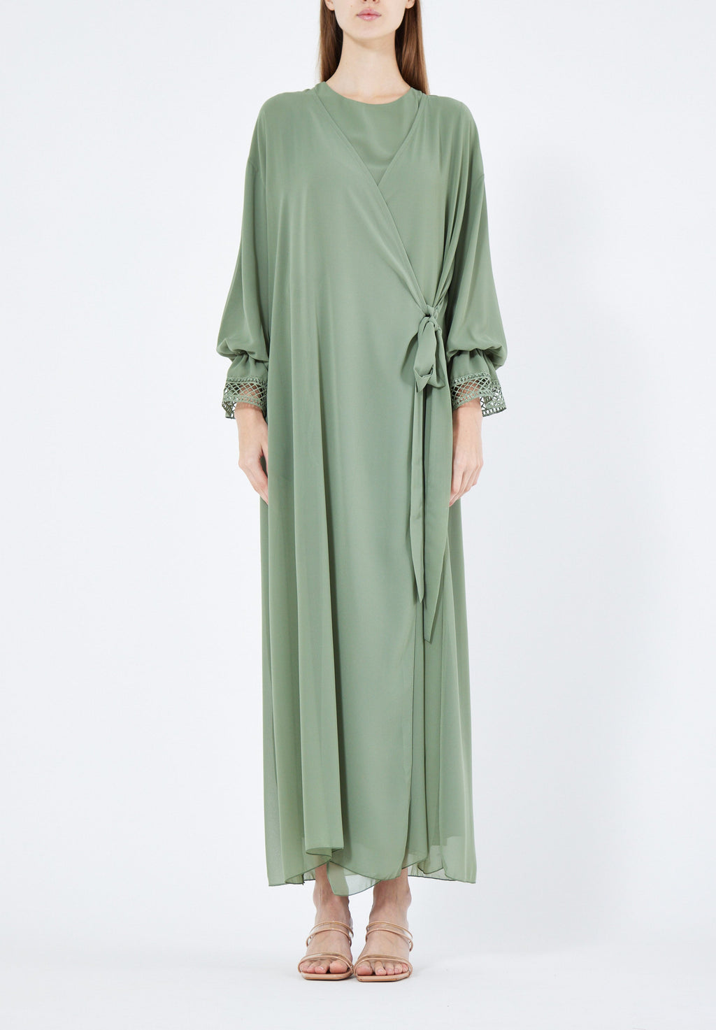 Simple And Elegant Chiffon Wrap Over Jalabiya With Round Neckline